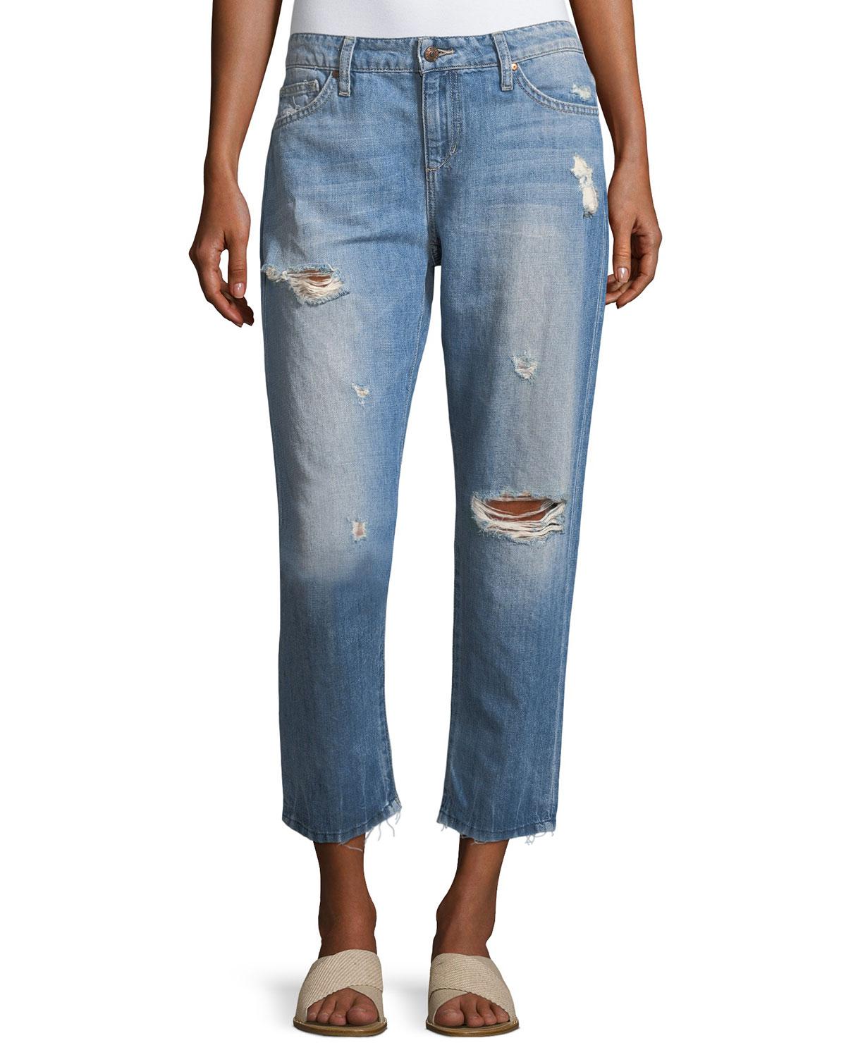 Lyst Joe'S Jeans Exlover Distressed Cropped Jeans in Blue