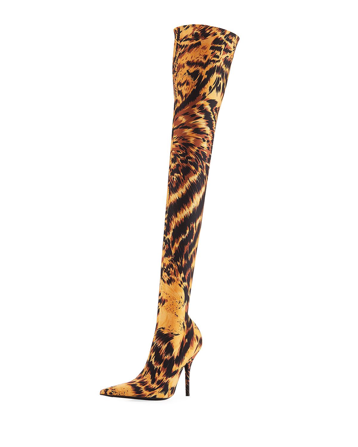leopard print knee boots