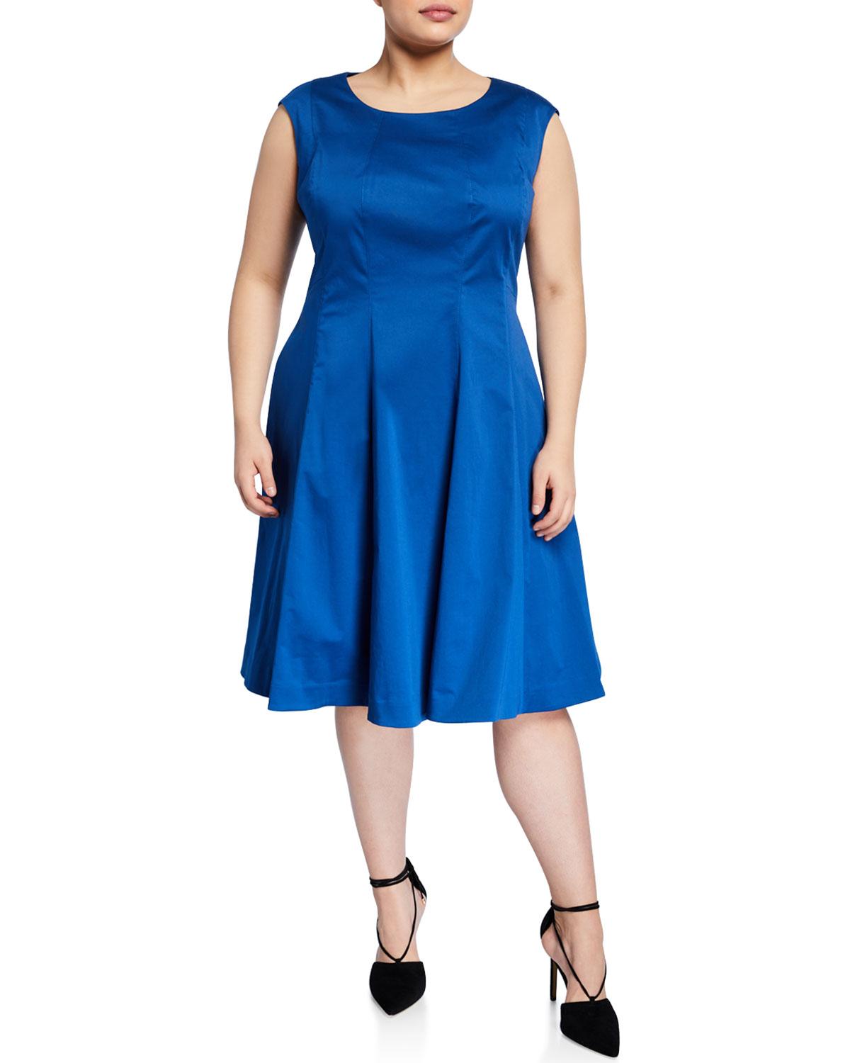 Lafayette 148 New York Cotton Plus Size Bev Sleeveless Aline Dress in