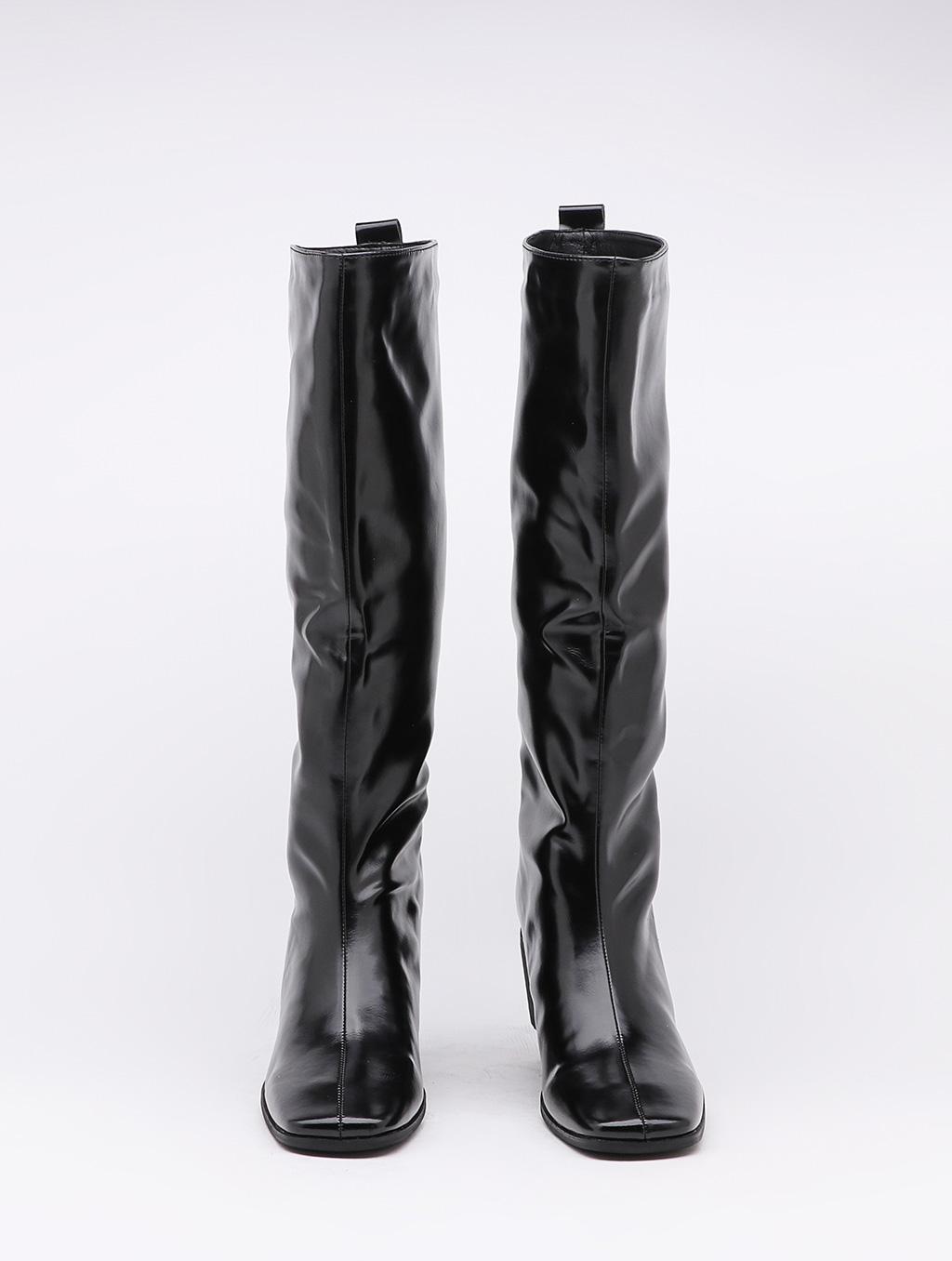 Lattelier Square Toe Knee High Boots in Black | Lyst