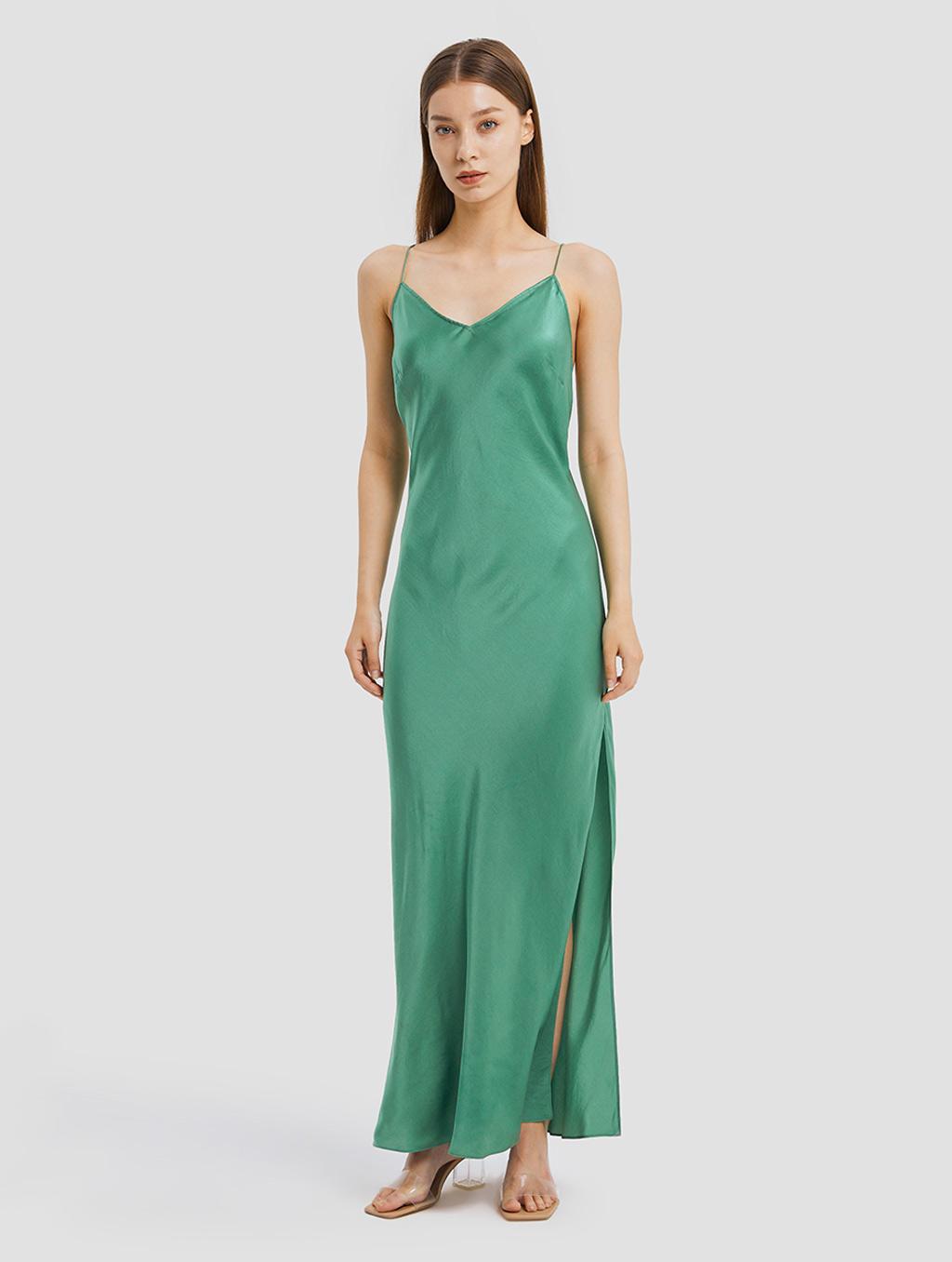 emerald light green slip dress