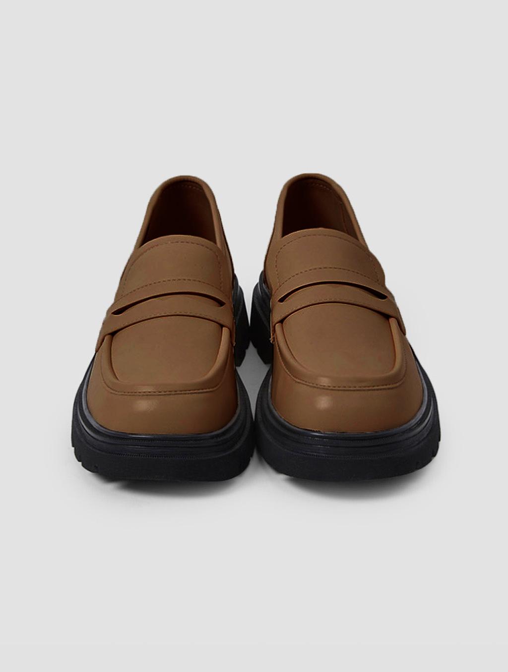 brown platform loafers