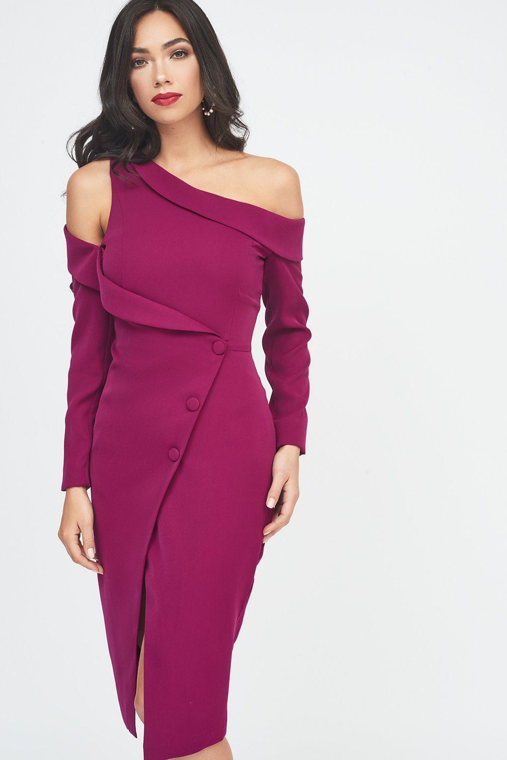 Lavish alice deep plunge peplum midi dress hot sale