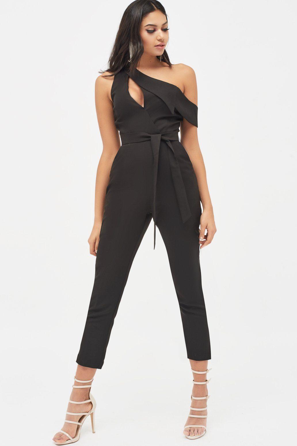 Lavish Alice Synthetic Cut Out One Shoulder Lapel Tailored Jumpsuit in ...