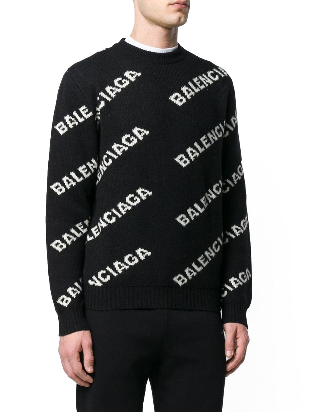 Balenciaga Wool Logo Sweater in Black/White (Black) for Men - Lyst