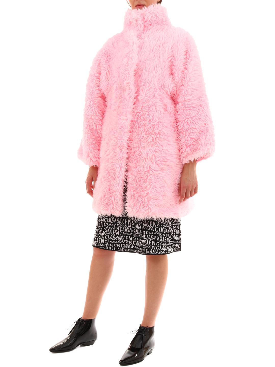 balenciaga pink fur coat