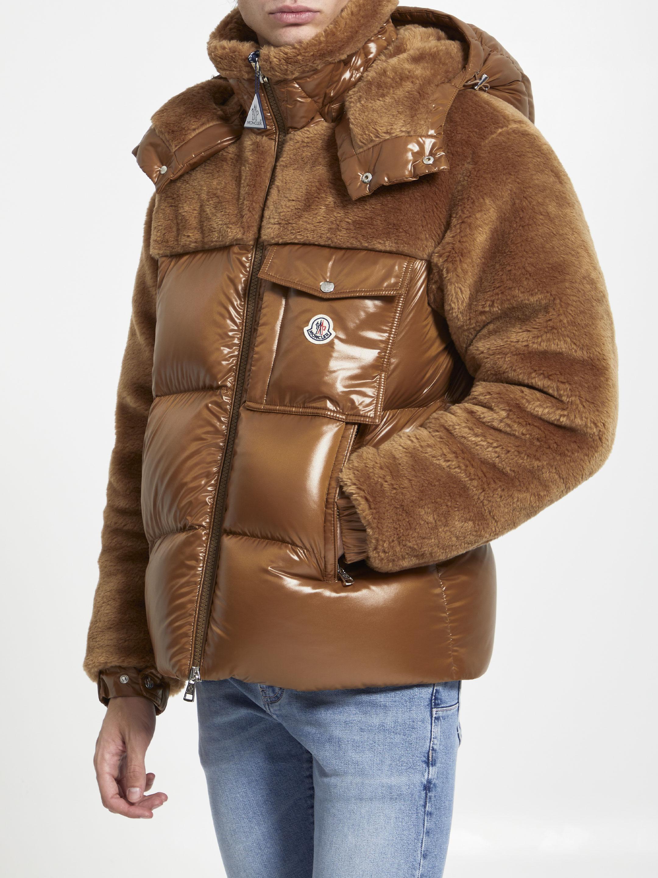 Moncler Thymelee Short Down Jacket in Brown for Men | Lyst