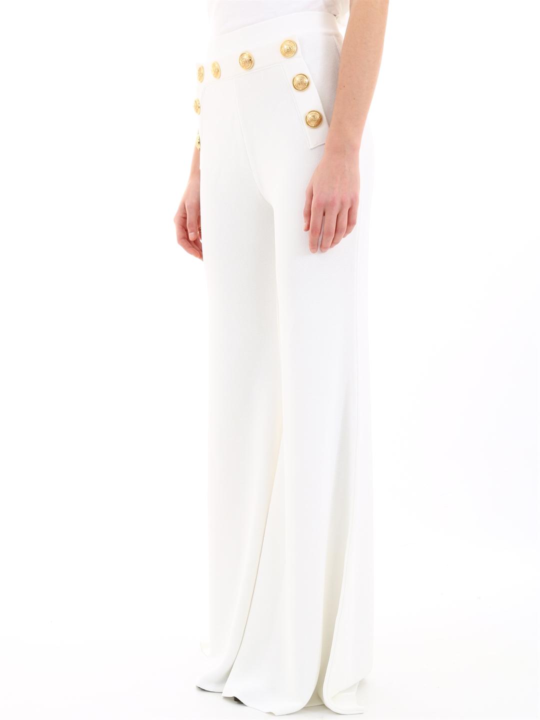 Balmain White Pants Gold Buttons - Lyst