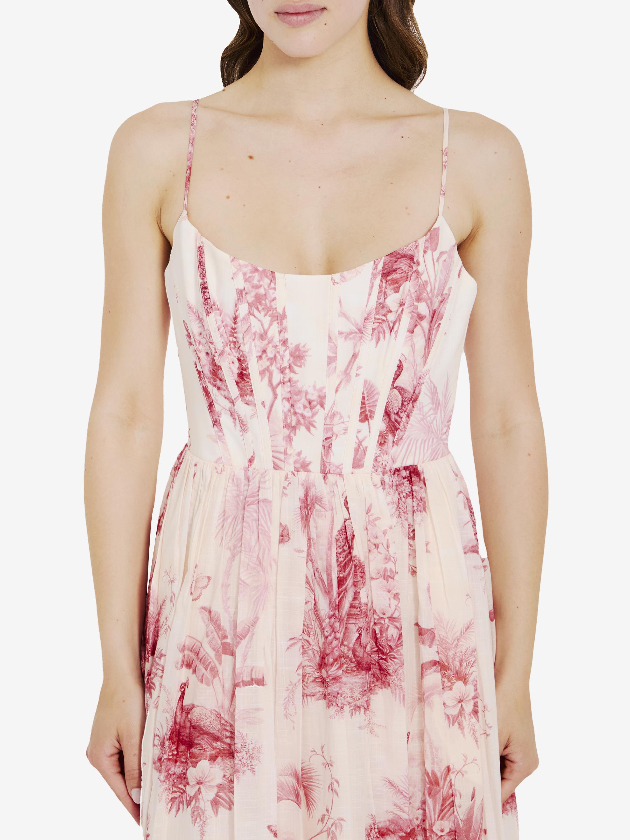zimmermann waverly corset midi dress pink palm Zimmermann Waverly Corset Midi Dress Pink Palm Size 1