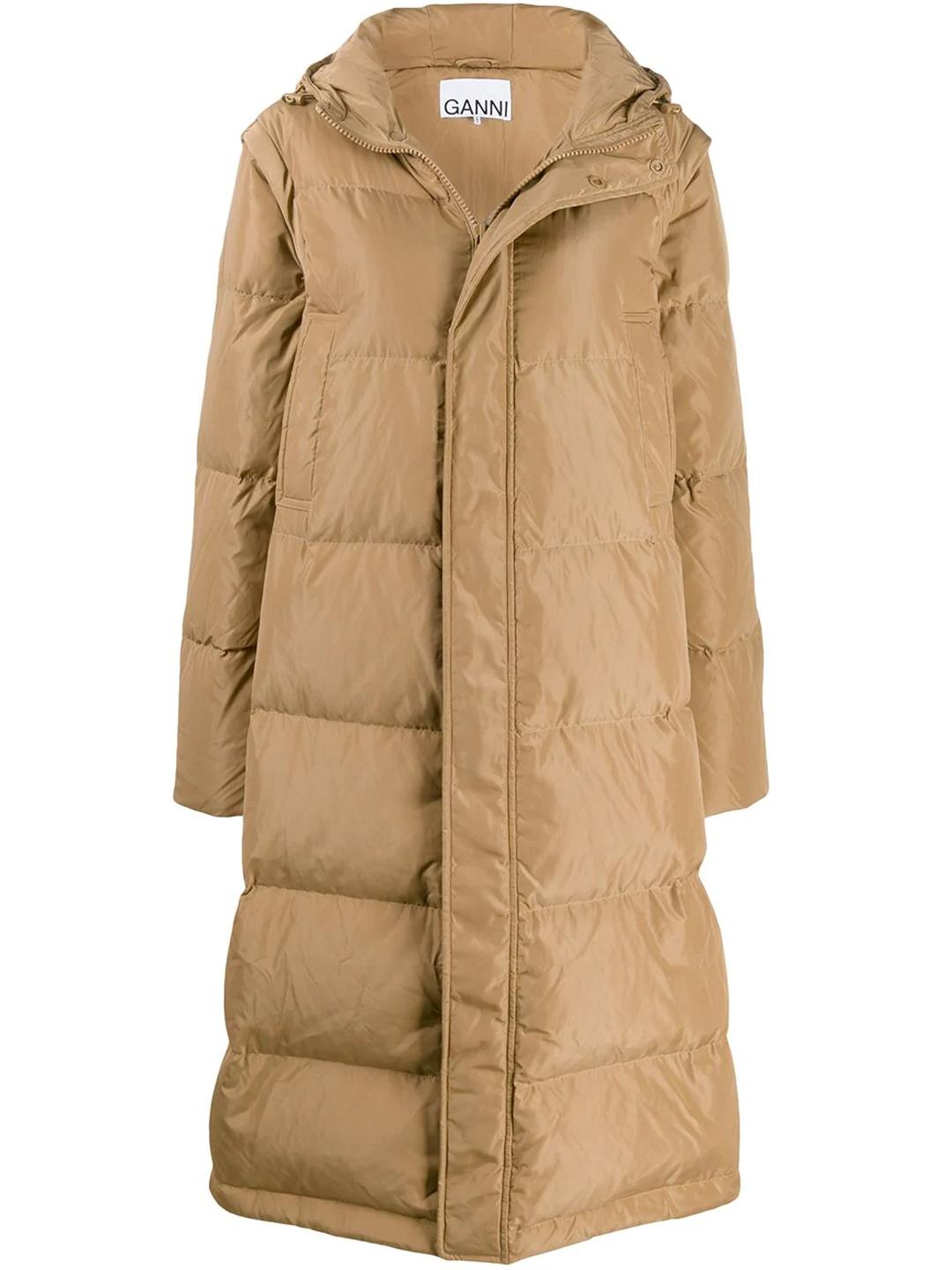 Ganni Synthetic Long Line Puffer Jacket in Camel (Natural) - Lyst