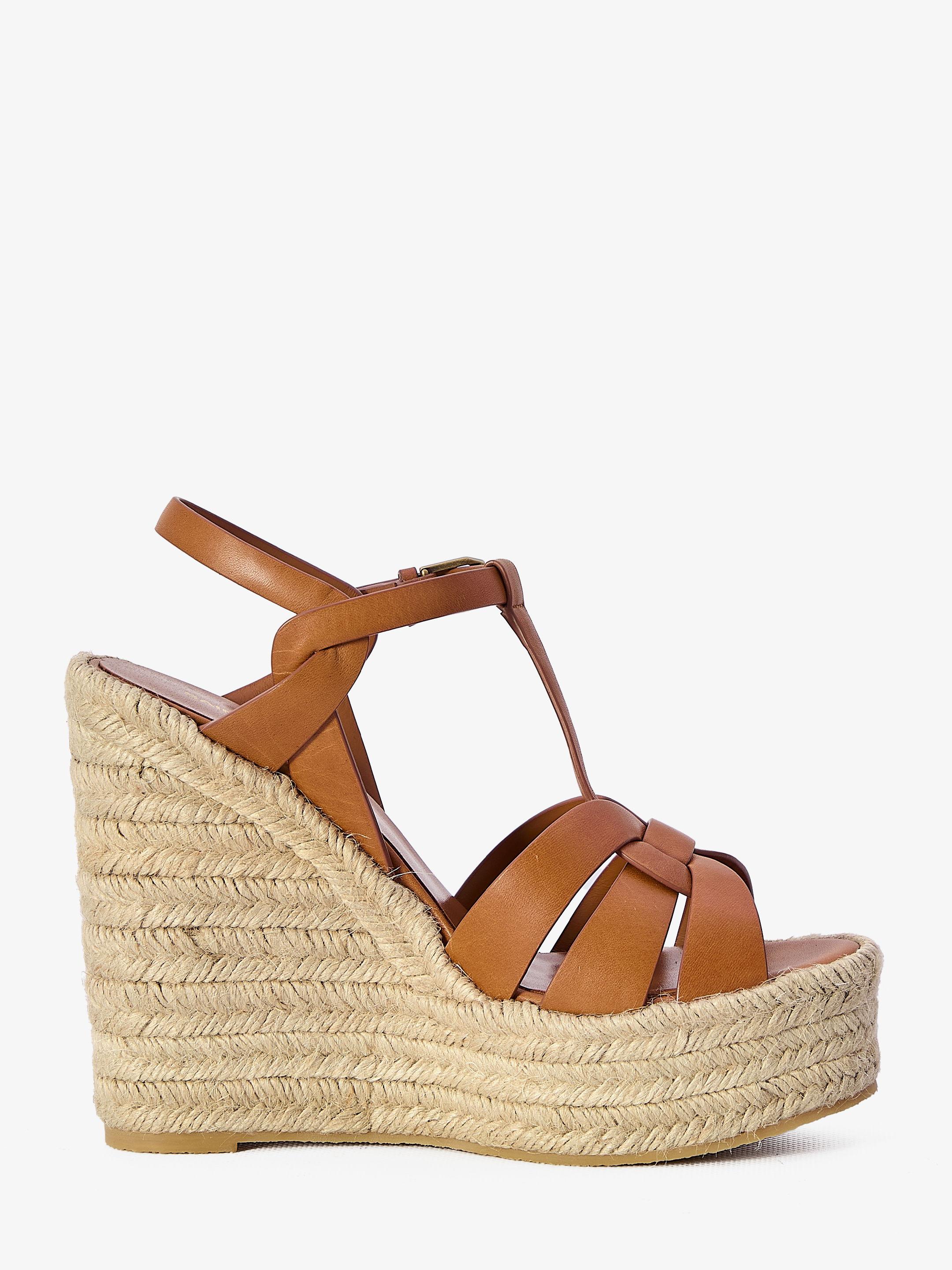Saint Laurent Tribute Espadrilles Wedge in Brown | Lyst UK
