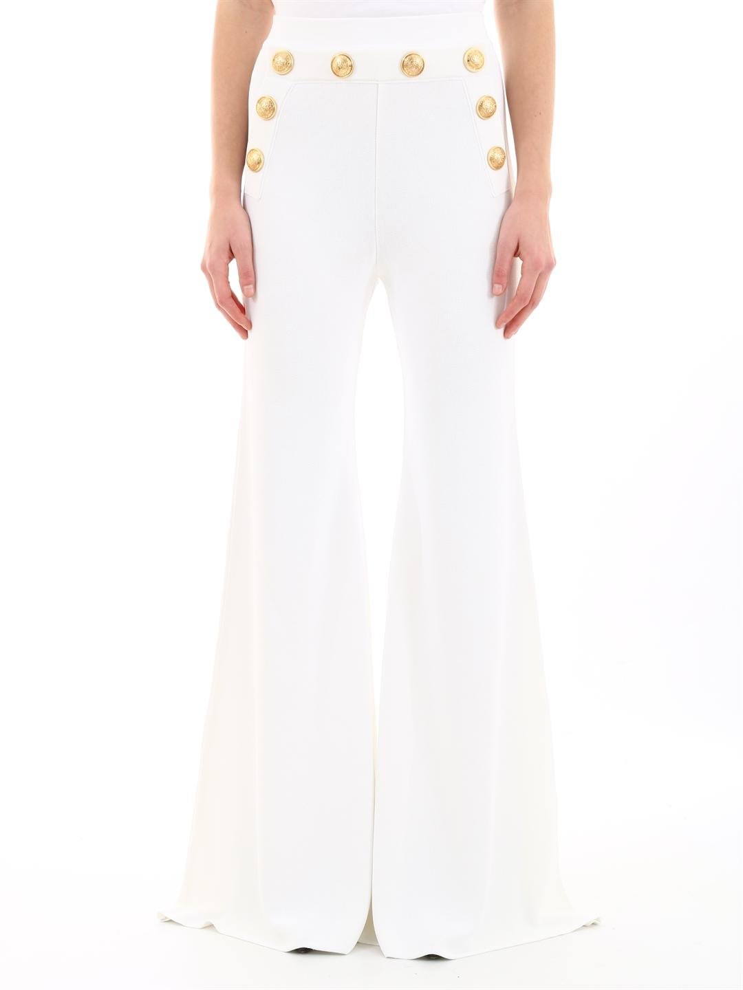 Balmain White Pants Gold Buttons - Lyst