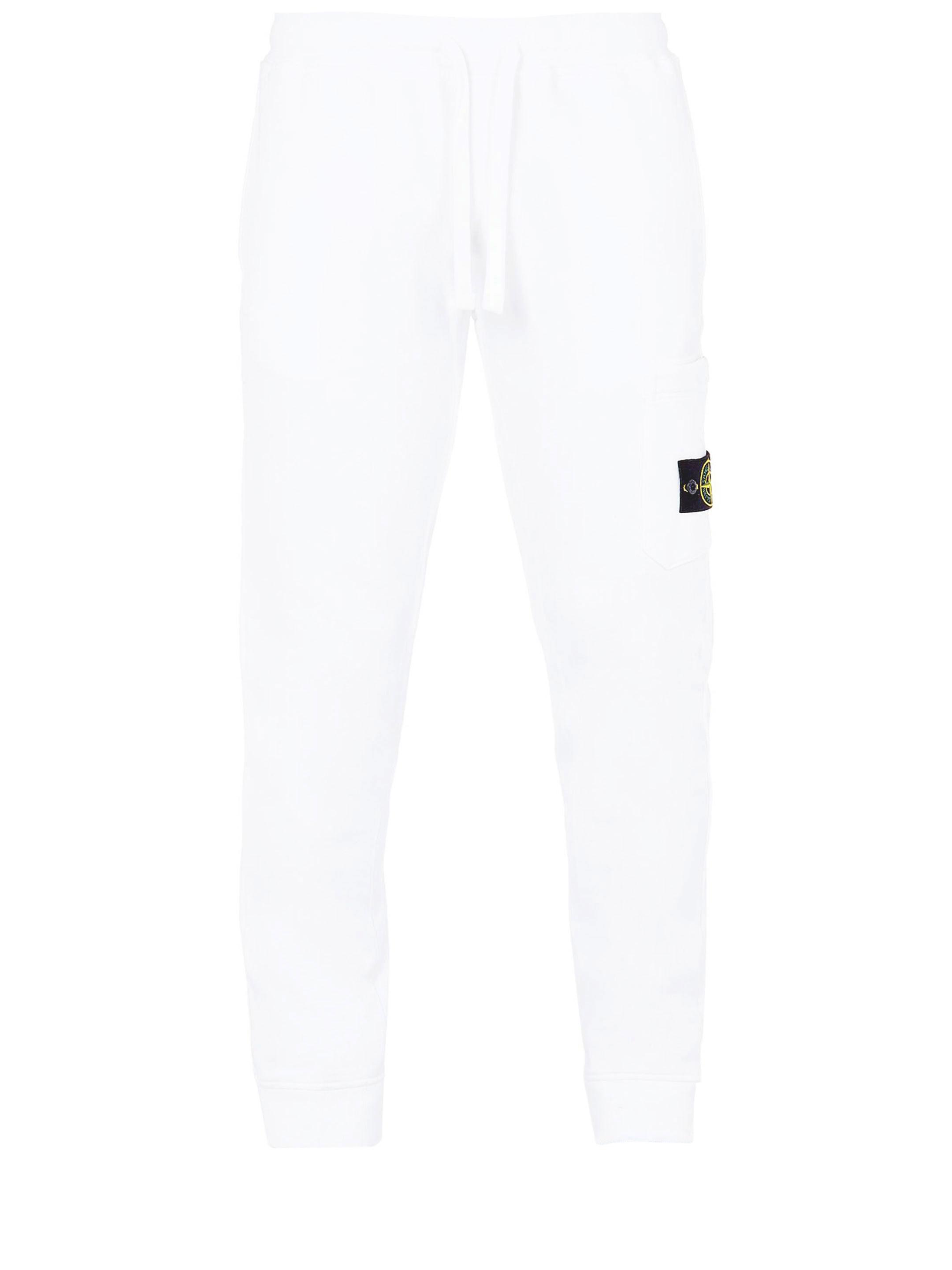 Stone Island Fleece Pants in White for Men | Lyst
