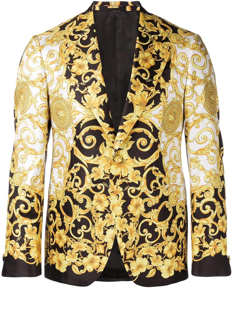 Versace Blazer Gold Hibiscus in Metallic for Men | Lyst