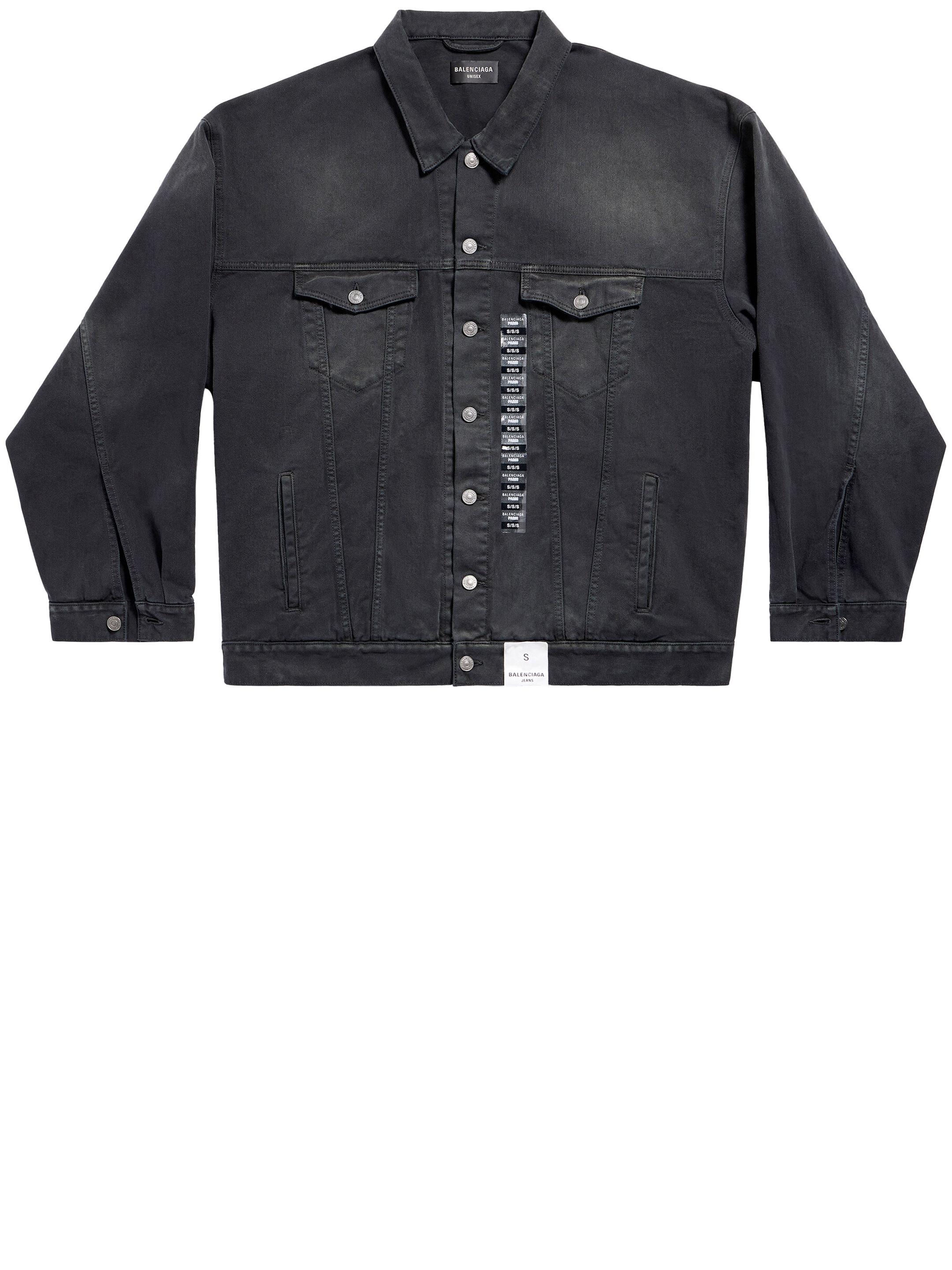 Balenciaga Size Sticker Denim Jacket in Black for Men Lyst Australia