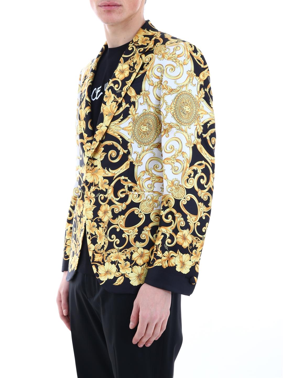 Leer Immoraliteit genade Versace Blazer Gold Hibiscus in Metallic for Men | Lyst