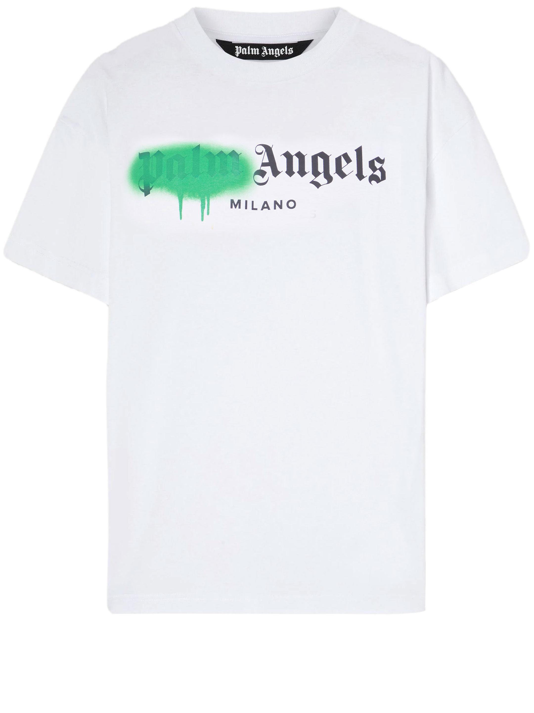 Palm Angels Milano Sprayed T-shirt in White for Men | Lyst