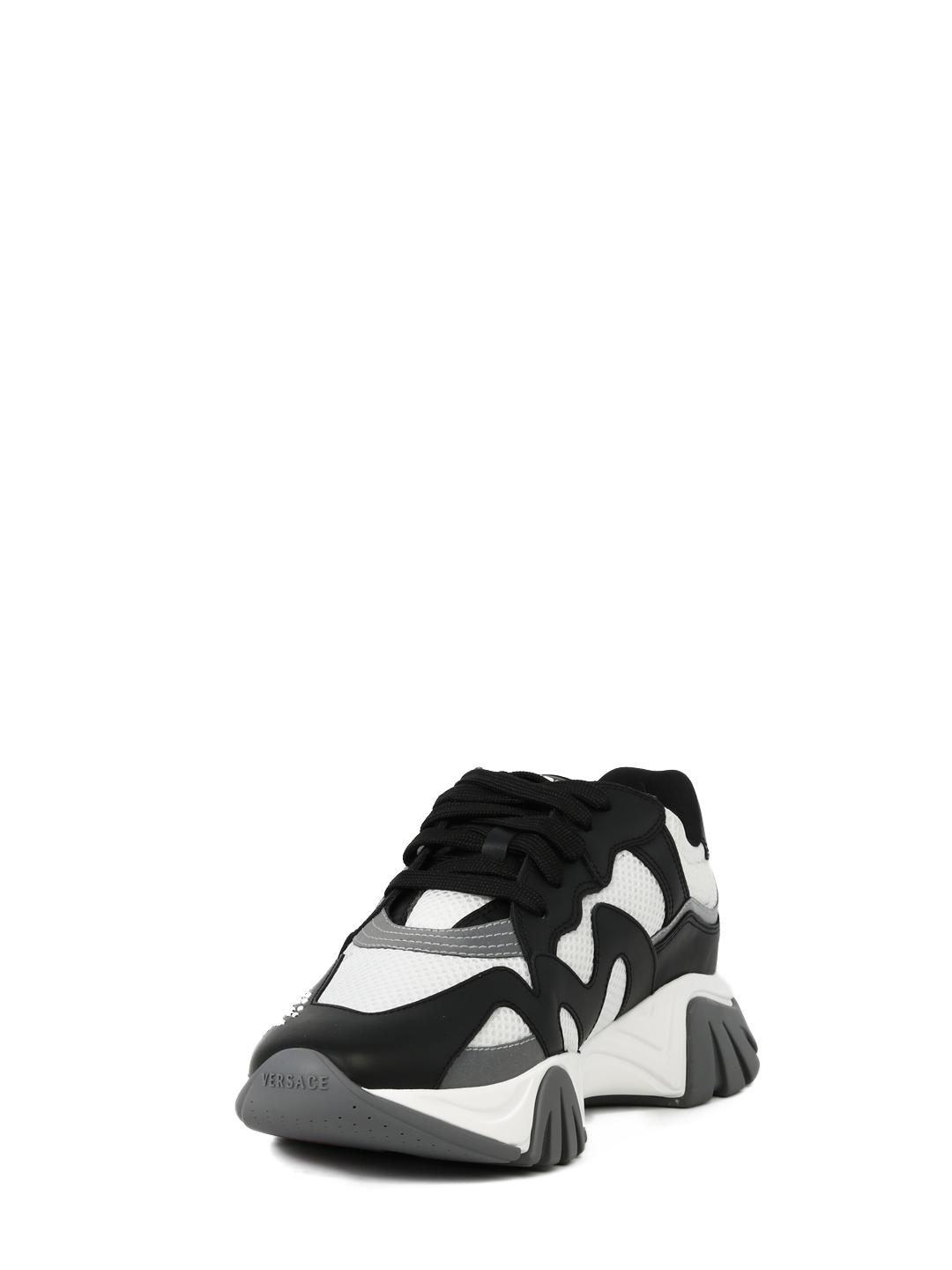 Versace Leather Black \u0026 White Squalo Runners for Men - Lyst