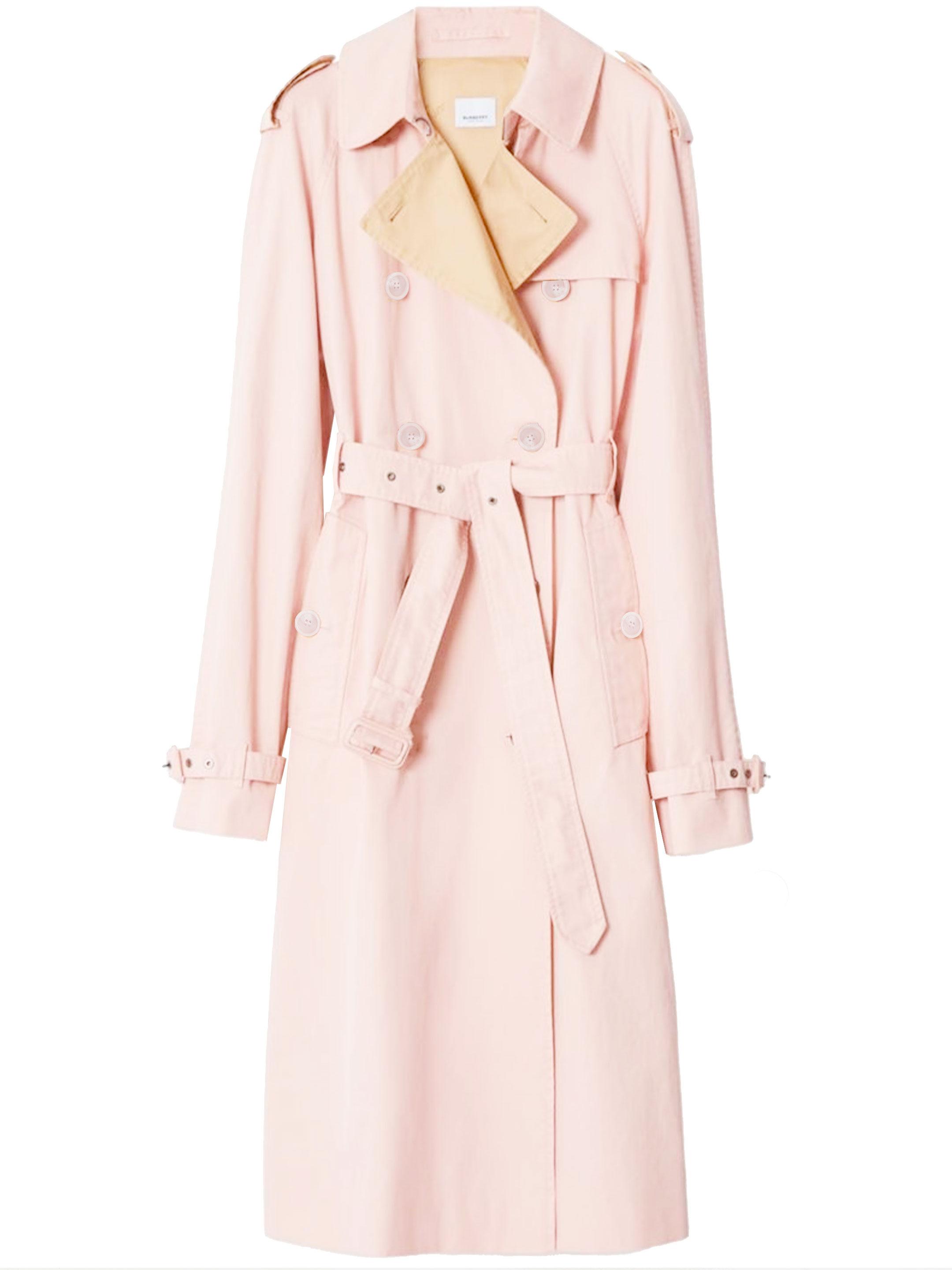Burberry Cotton Gabardine Trench Coat in Pink | Lyst
