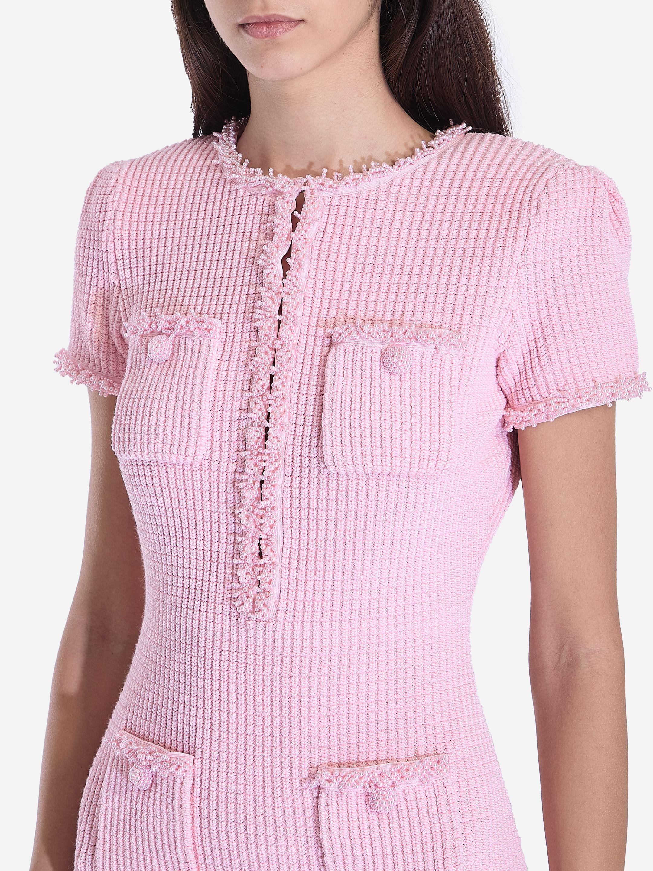 Self-Portrait Knit Mini Dress in Pink | Lyst