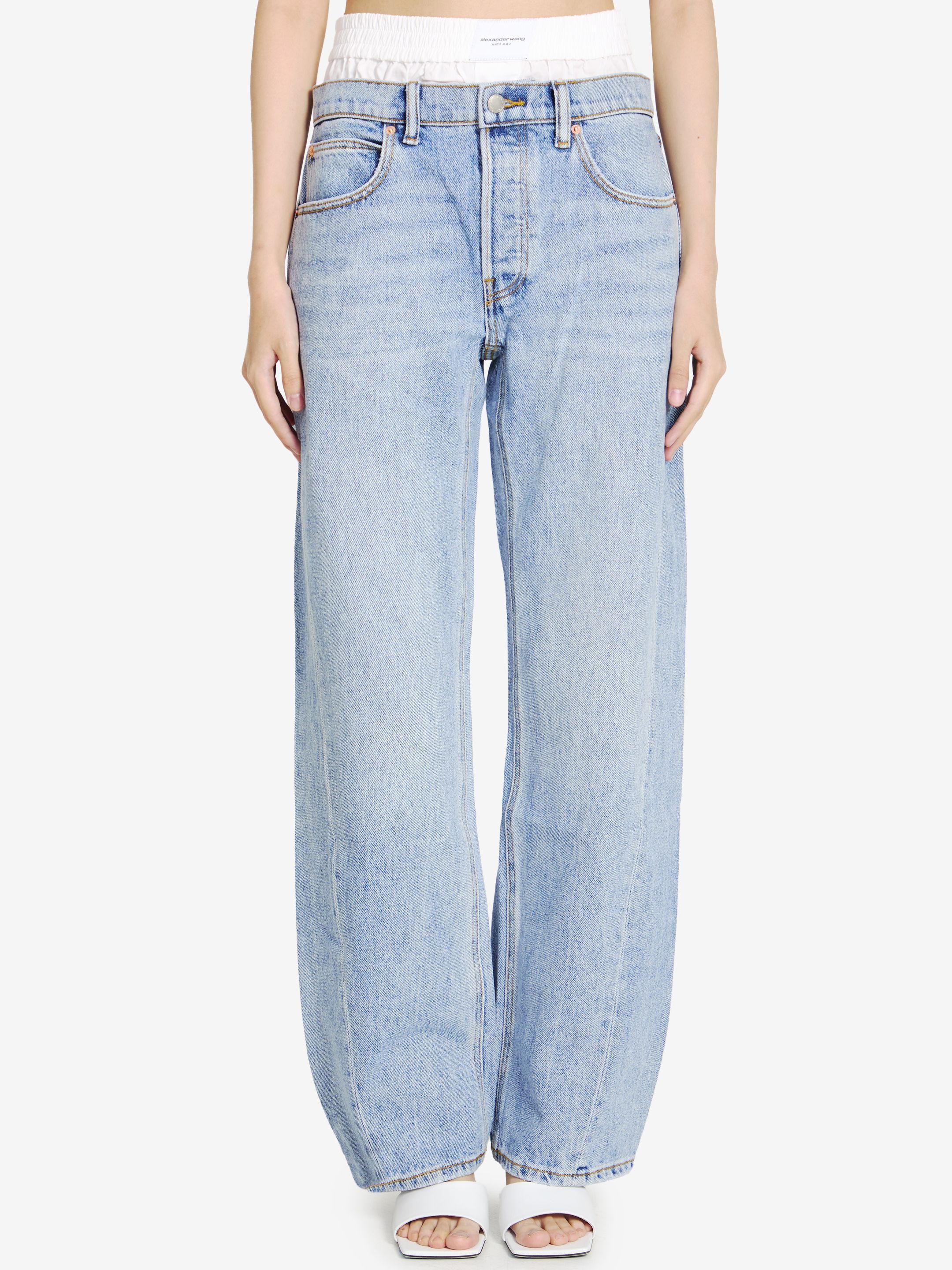 【関税込み】Alexander Wang ブルー Pre-Styled デニム ジーンズ Alexander Wang レイヤード ストレートジーンズ | ブルー