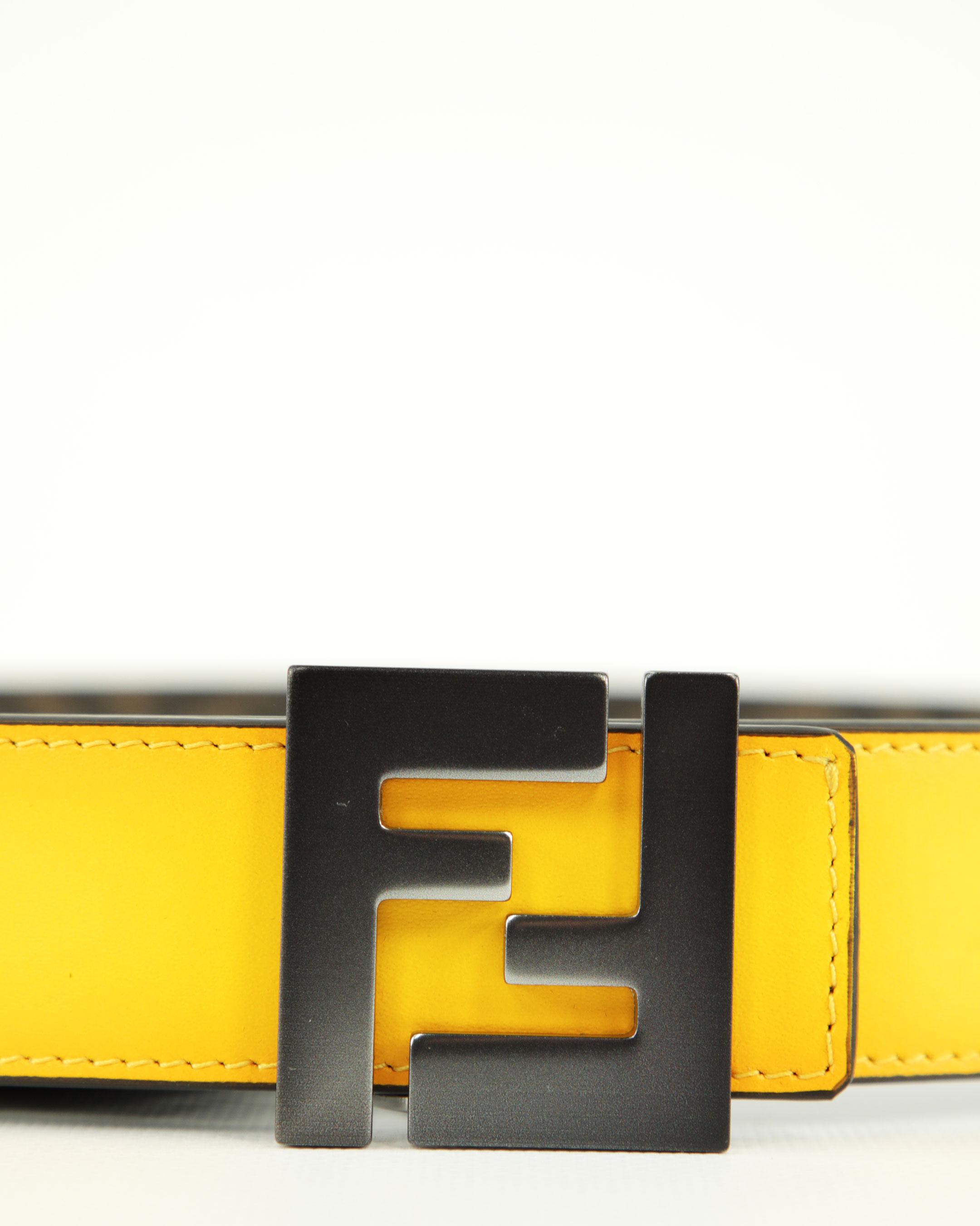 Fendi Yellow Leather Belt for Men | Lyst