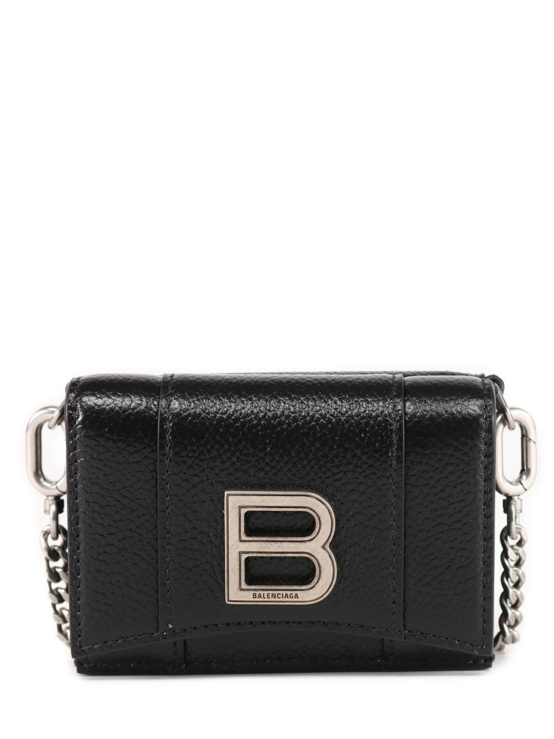 Balenciaga Hourglass Mini Chain Wallet in Black | Lyst