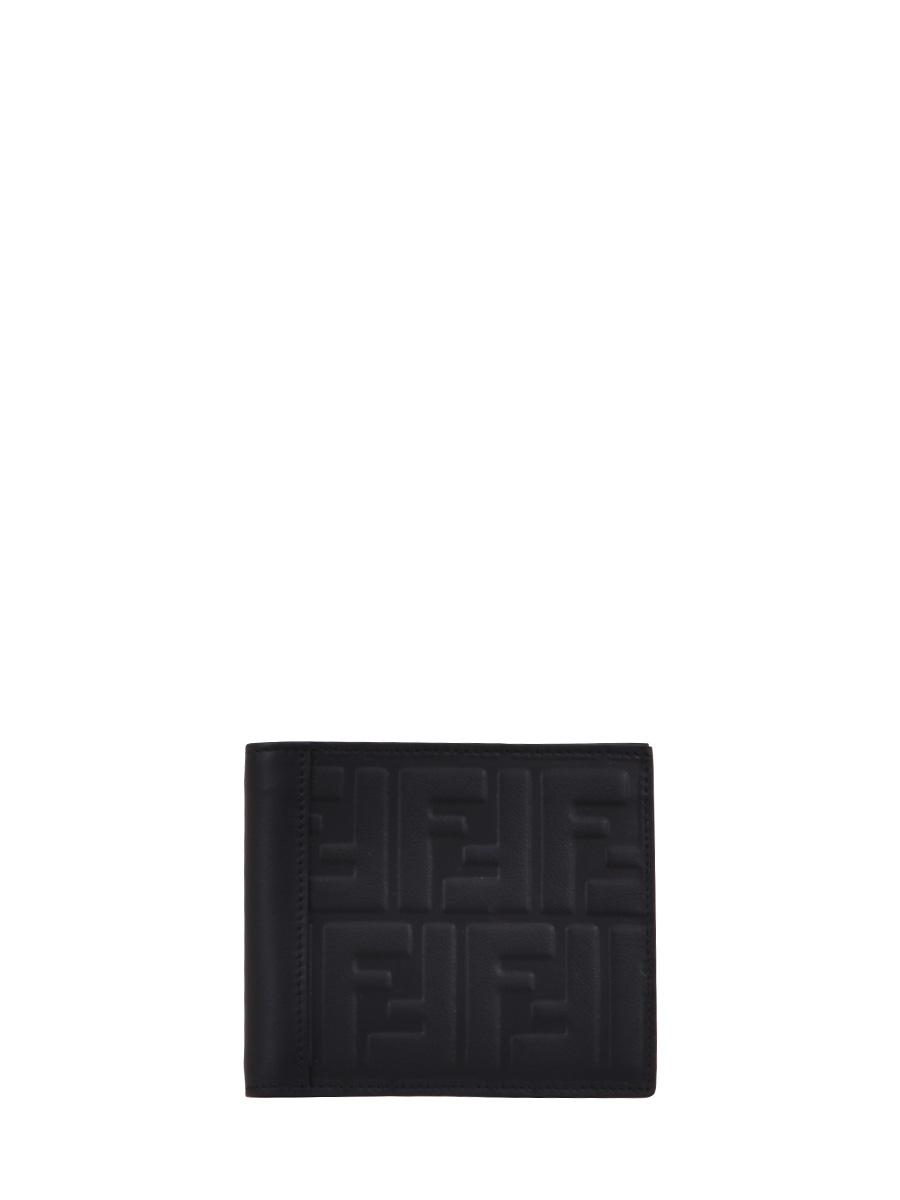 Fendi Leather Ff Motif Bi-fold Wallet in Black for Men - Lyst