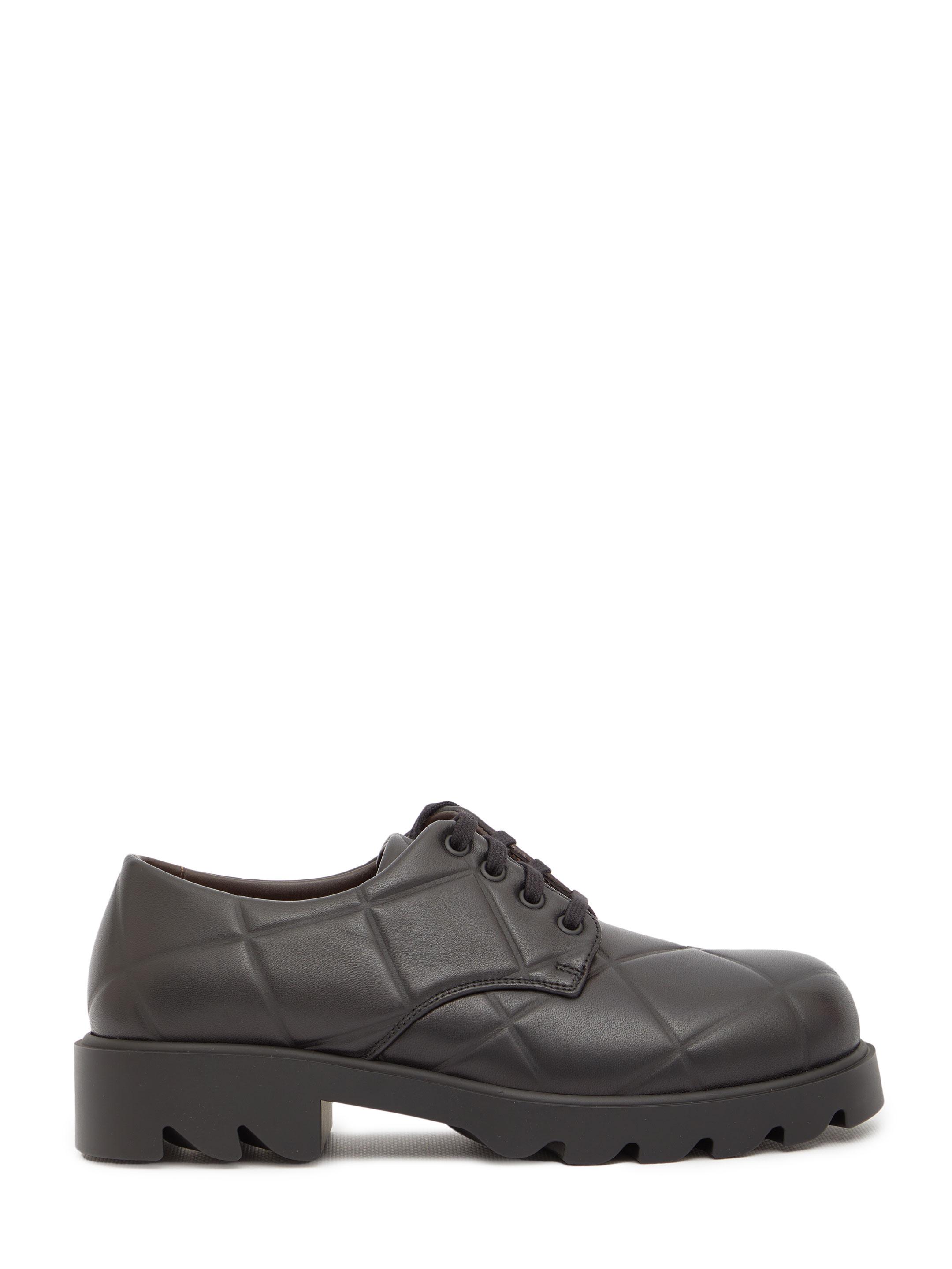 Bottega Veneta Leather Strug Grid Derby Shoes in Nero (Black) for Men ...