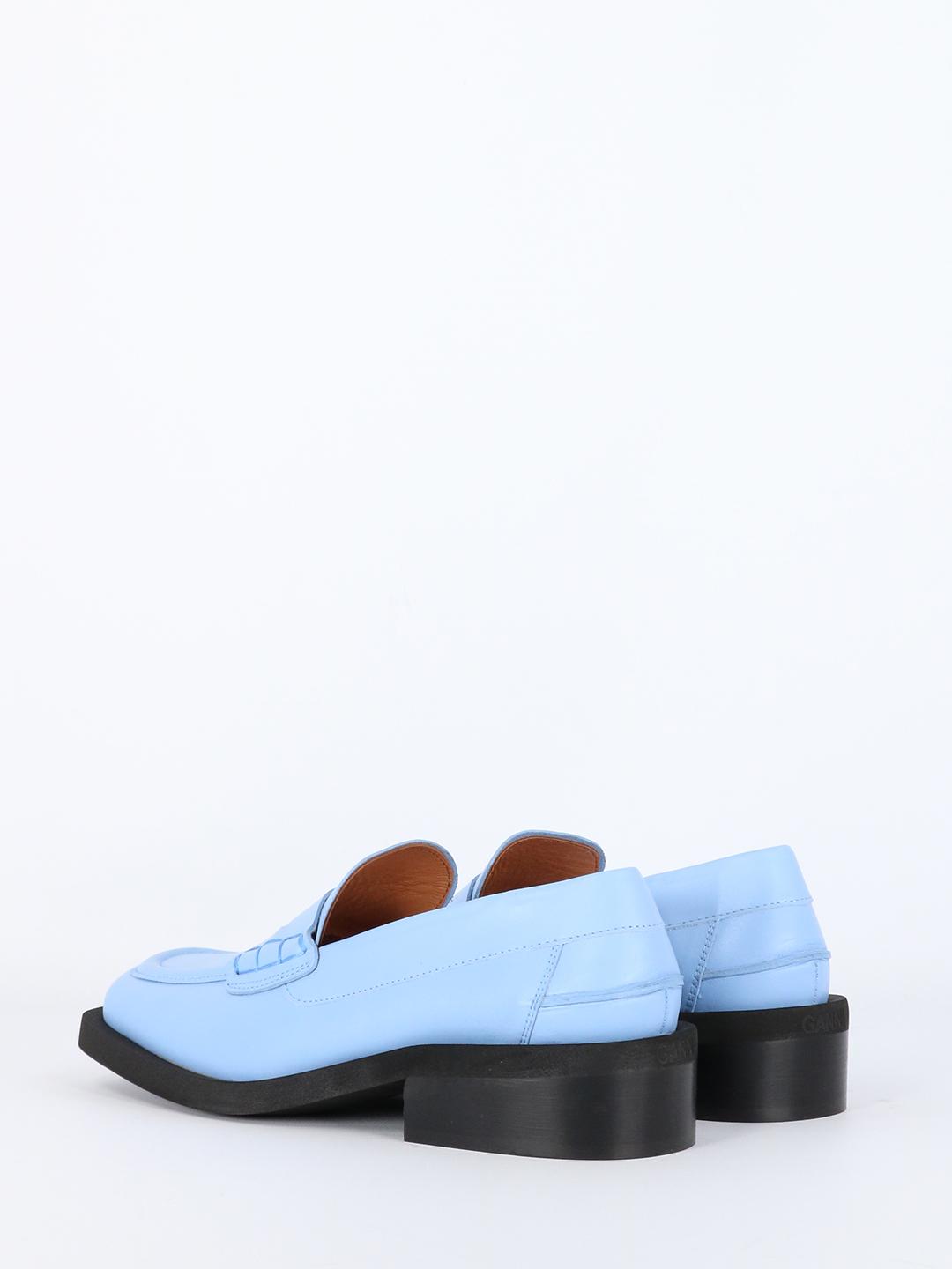 Ganni Leather Light-blue Loafers - Save 17% - Lyst