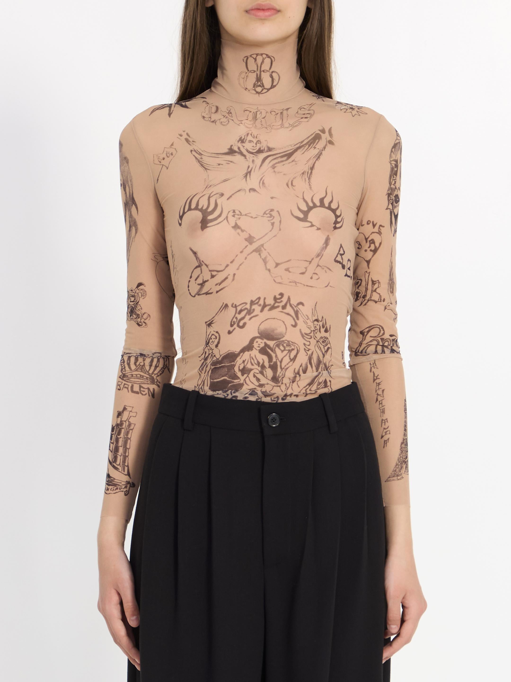 Balenciaga Tattoo Top in Natural | Lyst