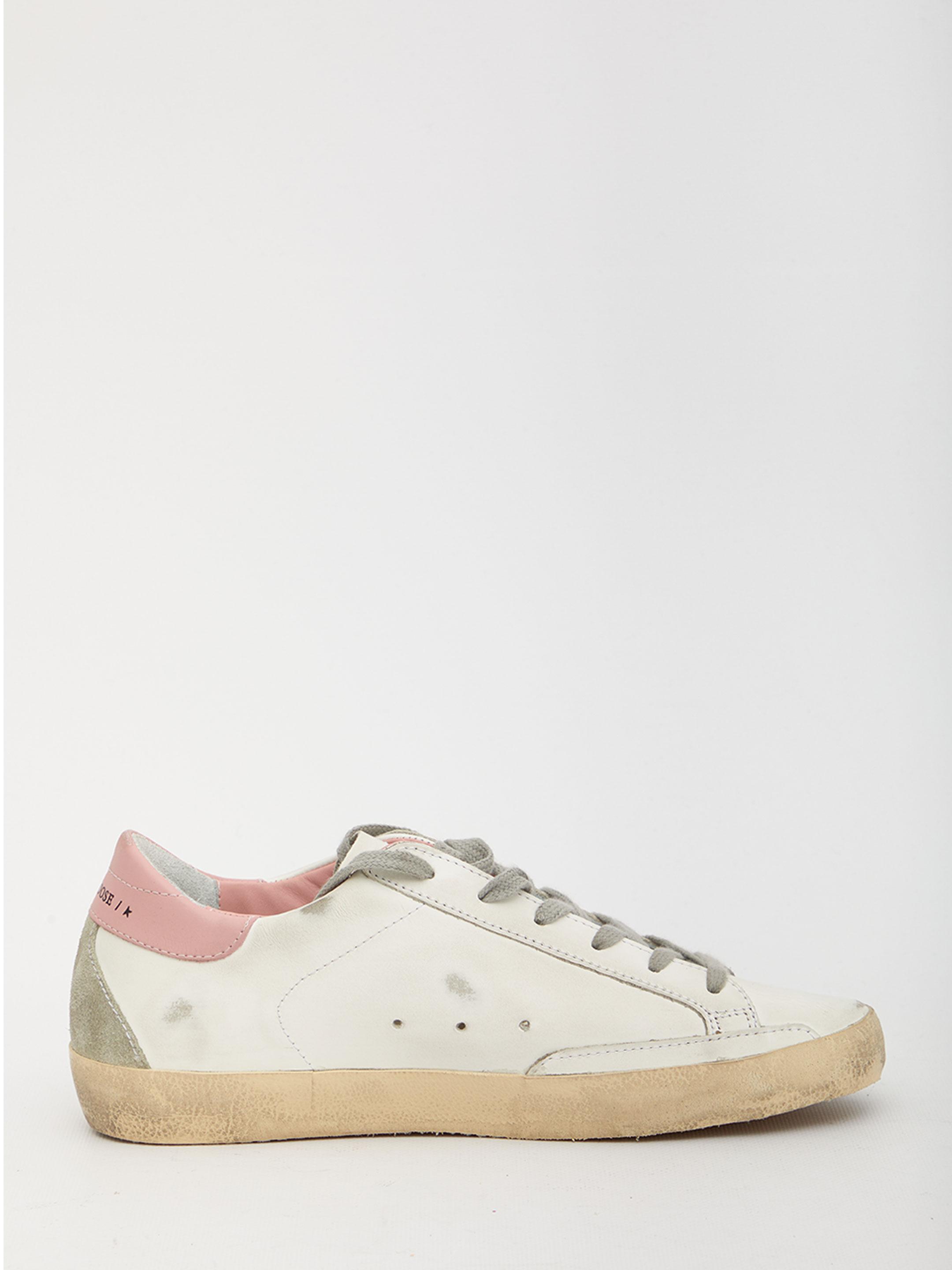 Golden Goose Super-star White And Pink Sneakers | Lyst