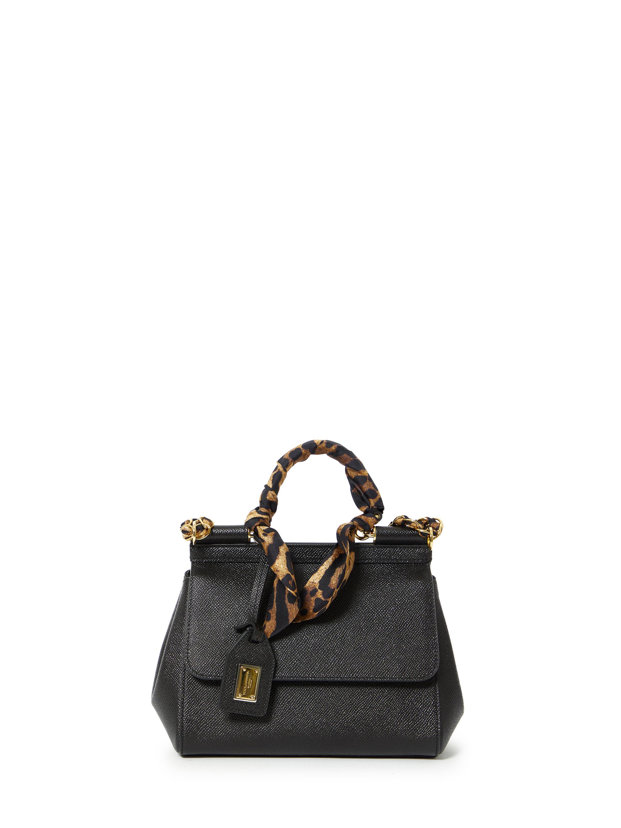 Dolce & Gabbana Small Sicily Bag With Scarf in Black