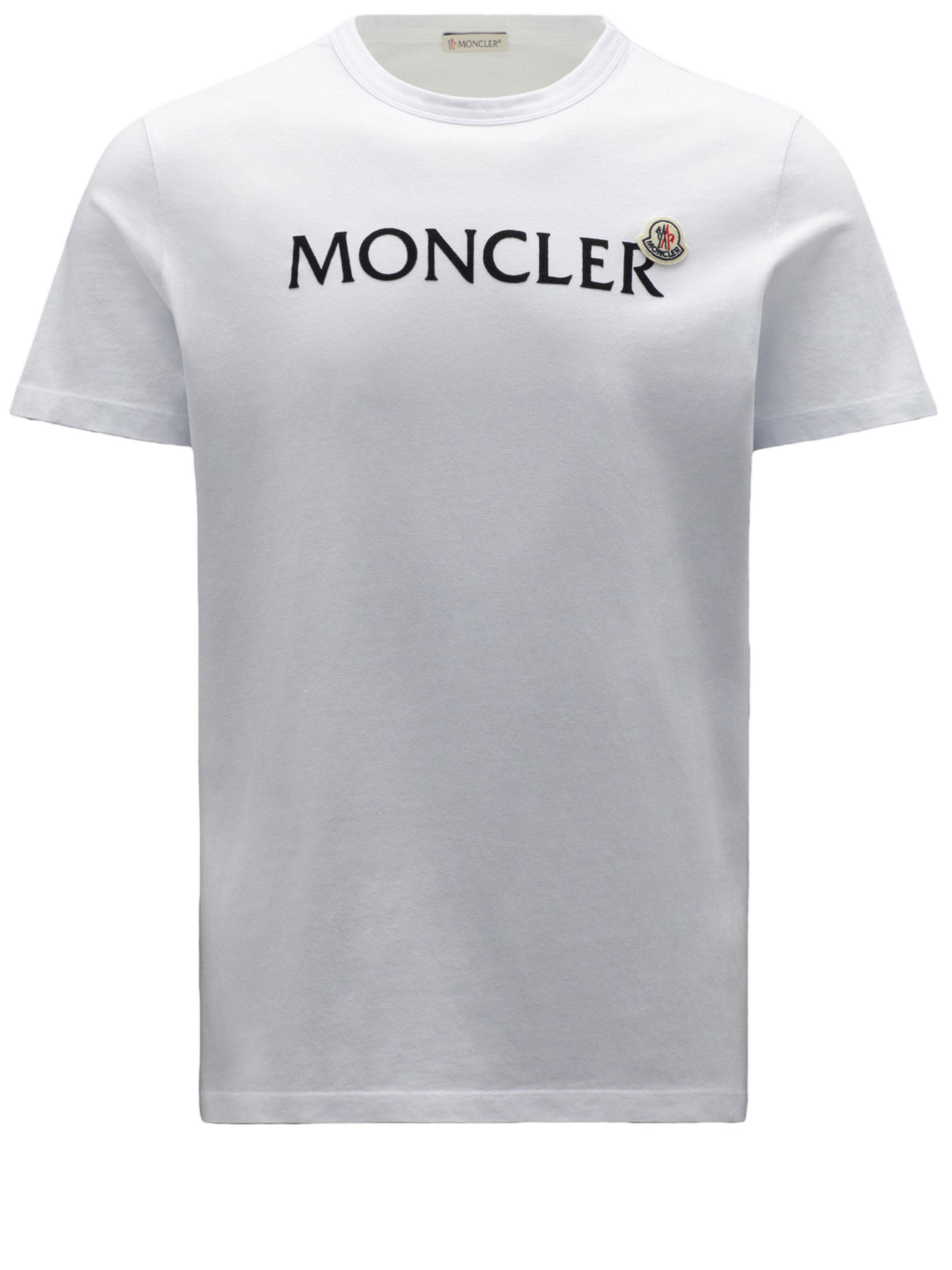 Moncler Cotton T-shirt With Logo in White for Men | Lyst
