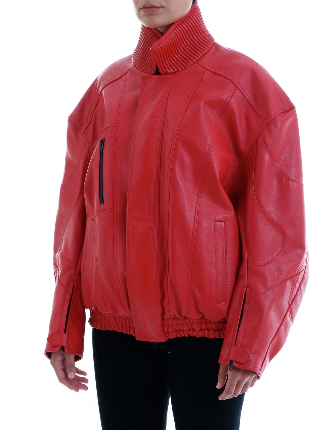 Balenciaga Leather Over Biker Jacket in Red | Lyst