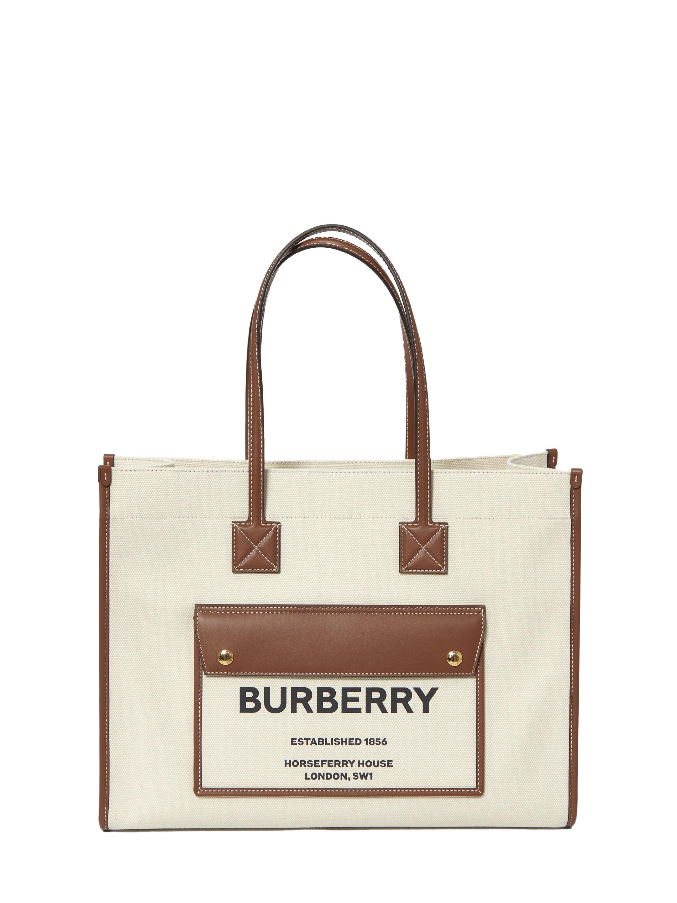 Burberry Medium Freya Tote Bag in White | Lyst