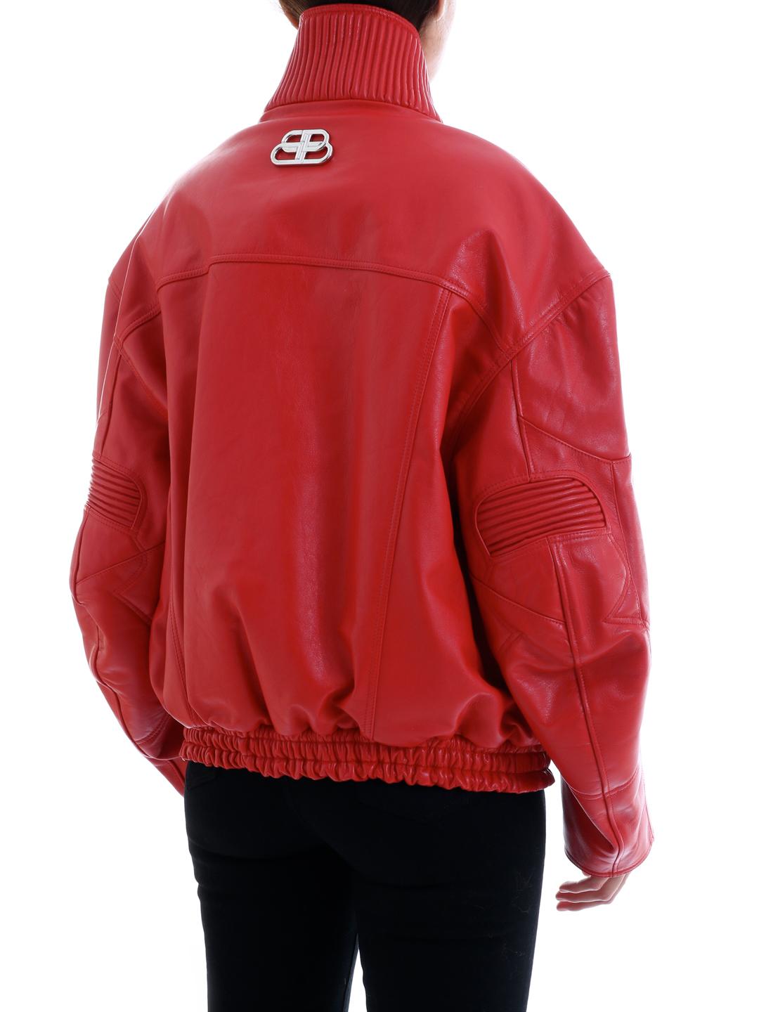 Balenciaga Leather Over Biker Jacket in Red - Lyst