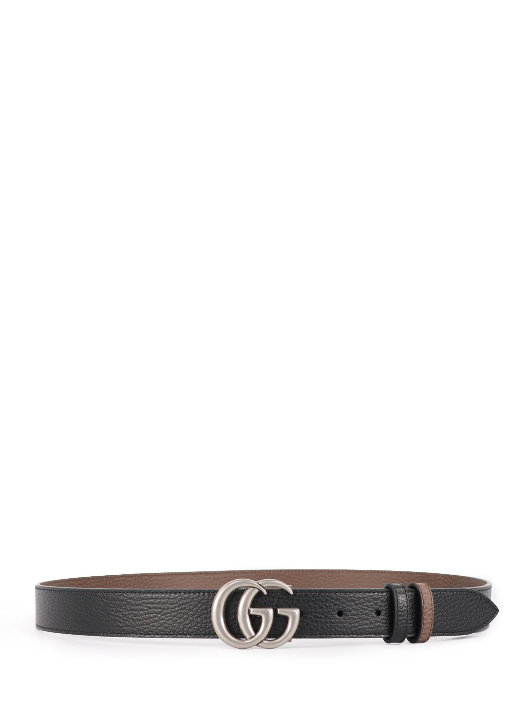 Gucci Reversible GG Marmont Buckle Belt Black for -