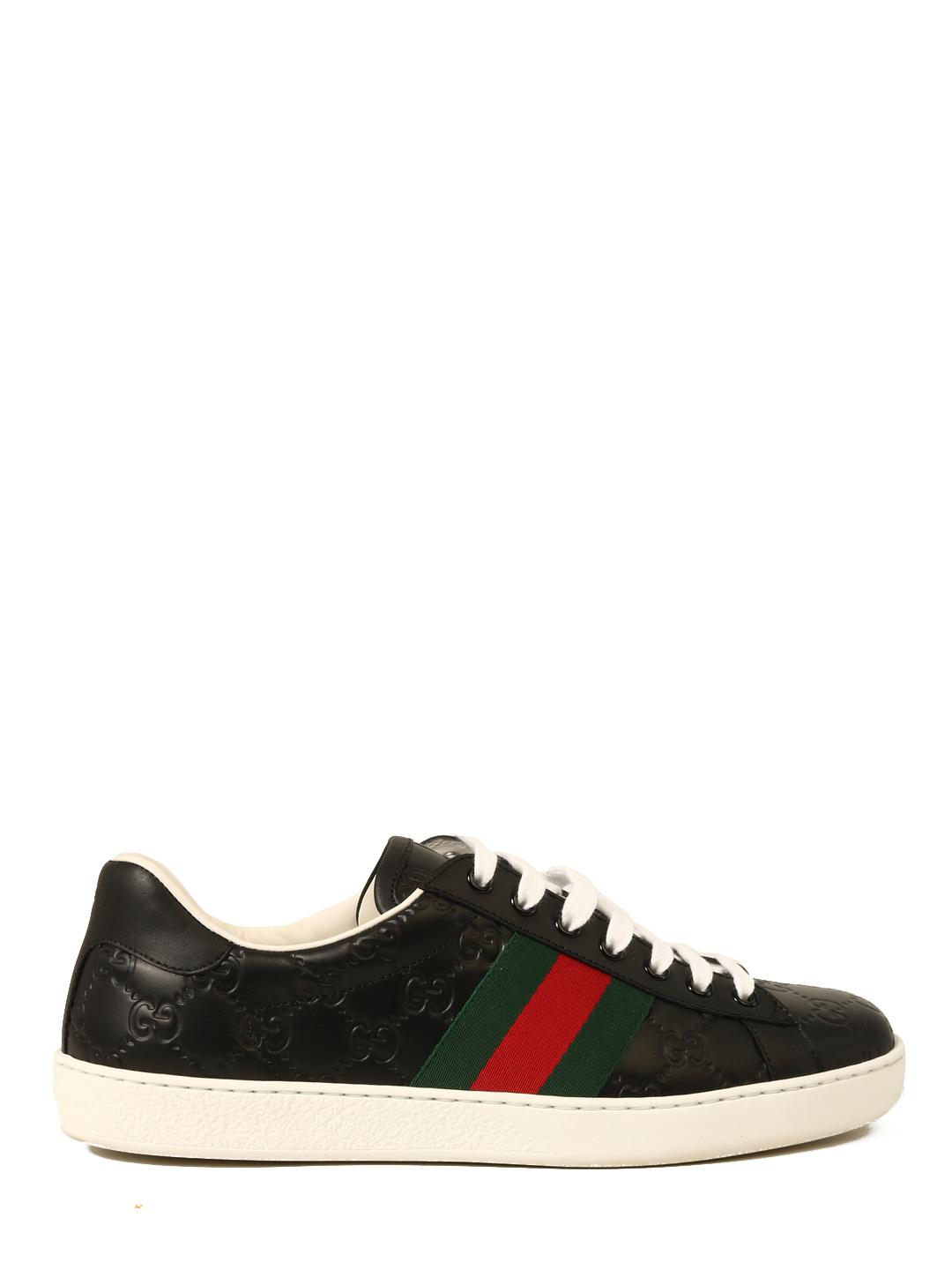 black leather gucci trainers
