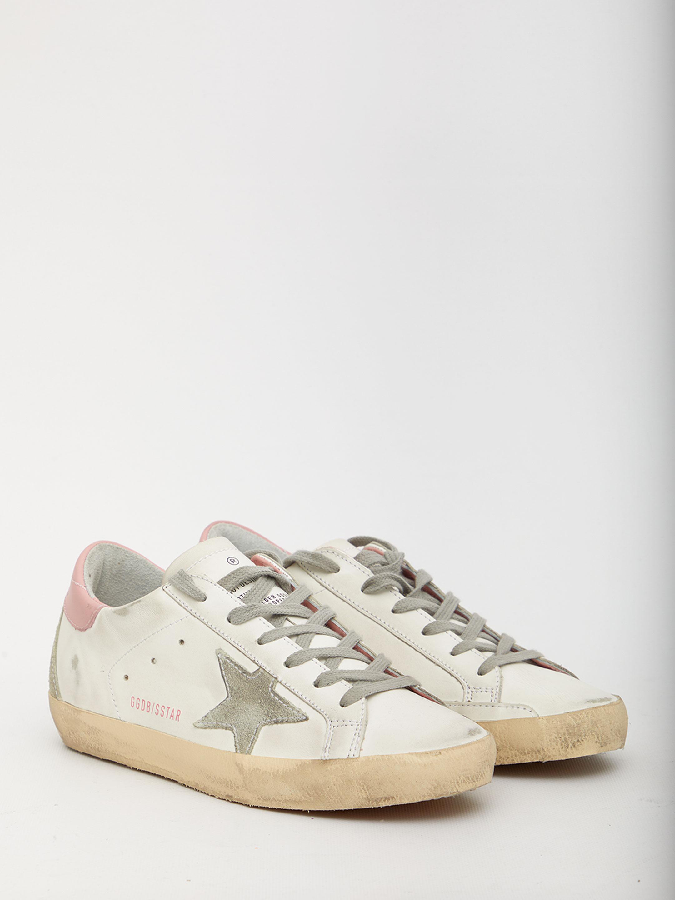 Golden Goose Super-star White And Pink Sneakers | Lyst