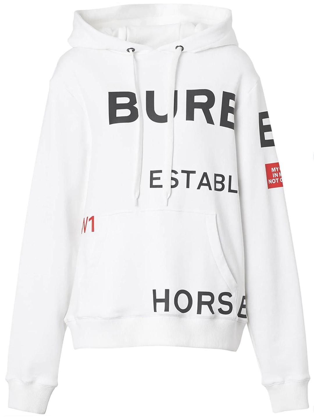 Burberry Horseferry-print Cotton Oversized Hoodie in White | Lyst