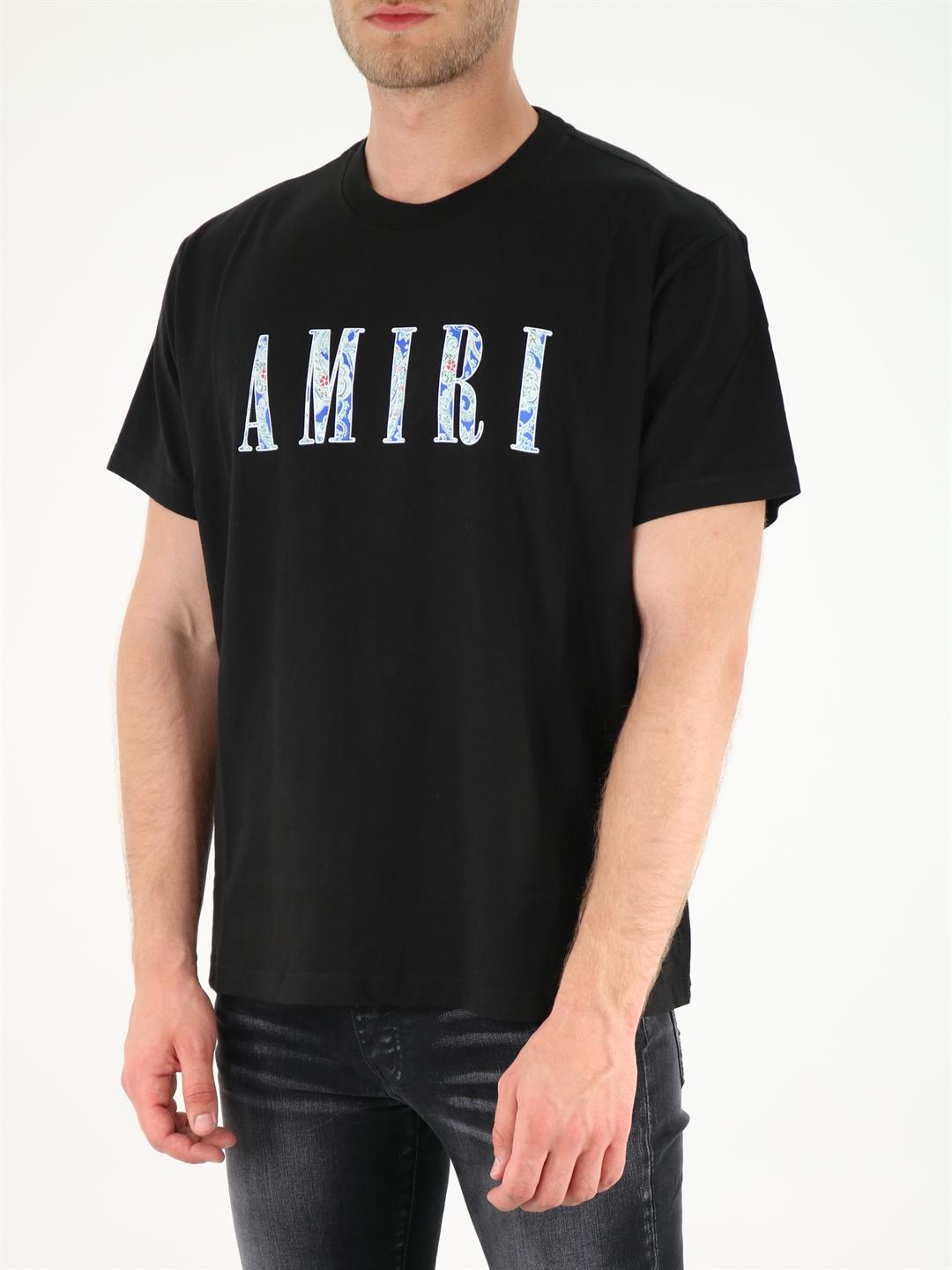 Amiri T-shirt Paisley Logo in Black for Men | Lyst