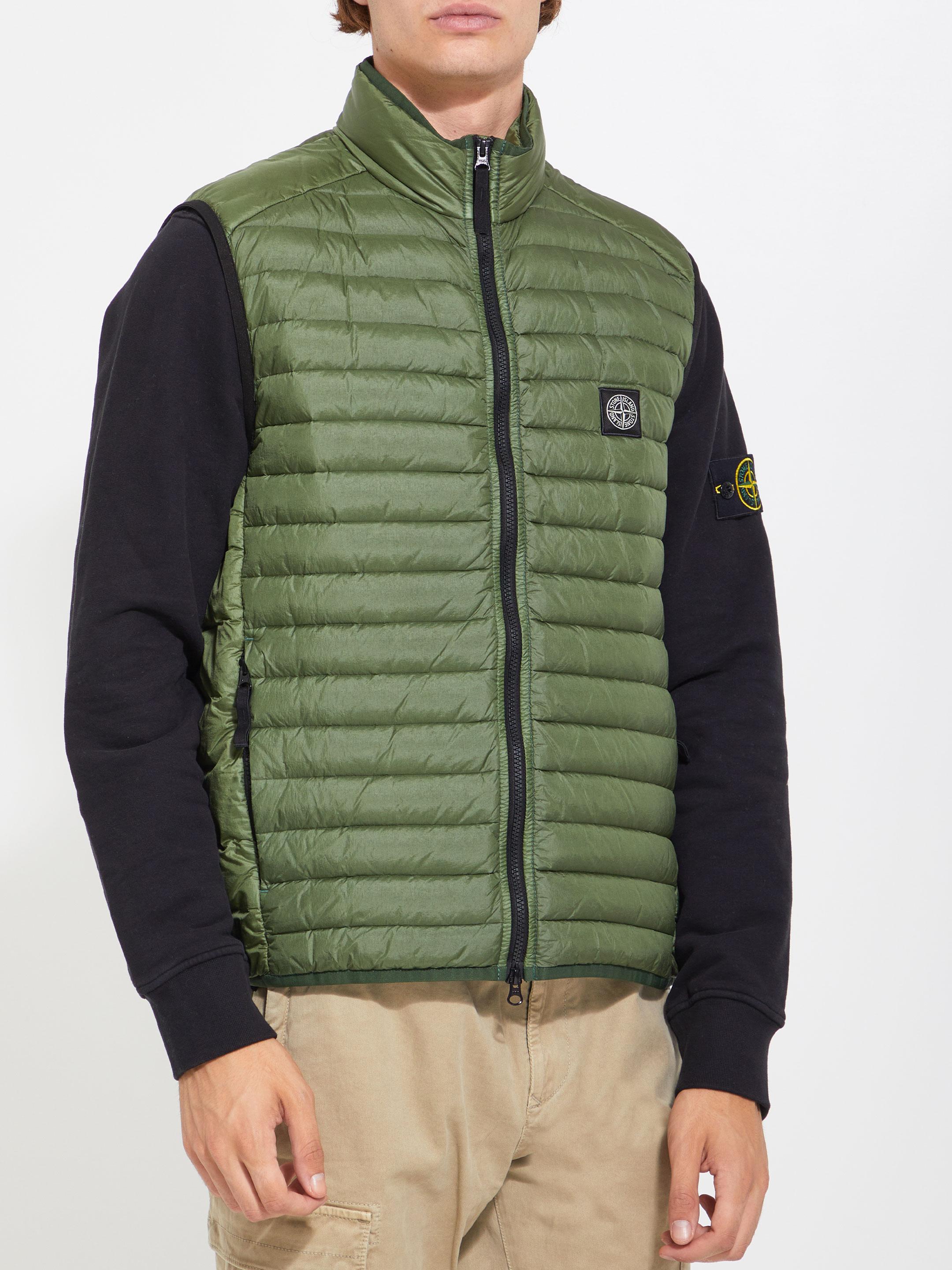 Stone Island Military Green Down Vest for Men | Lyst