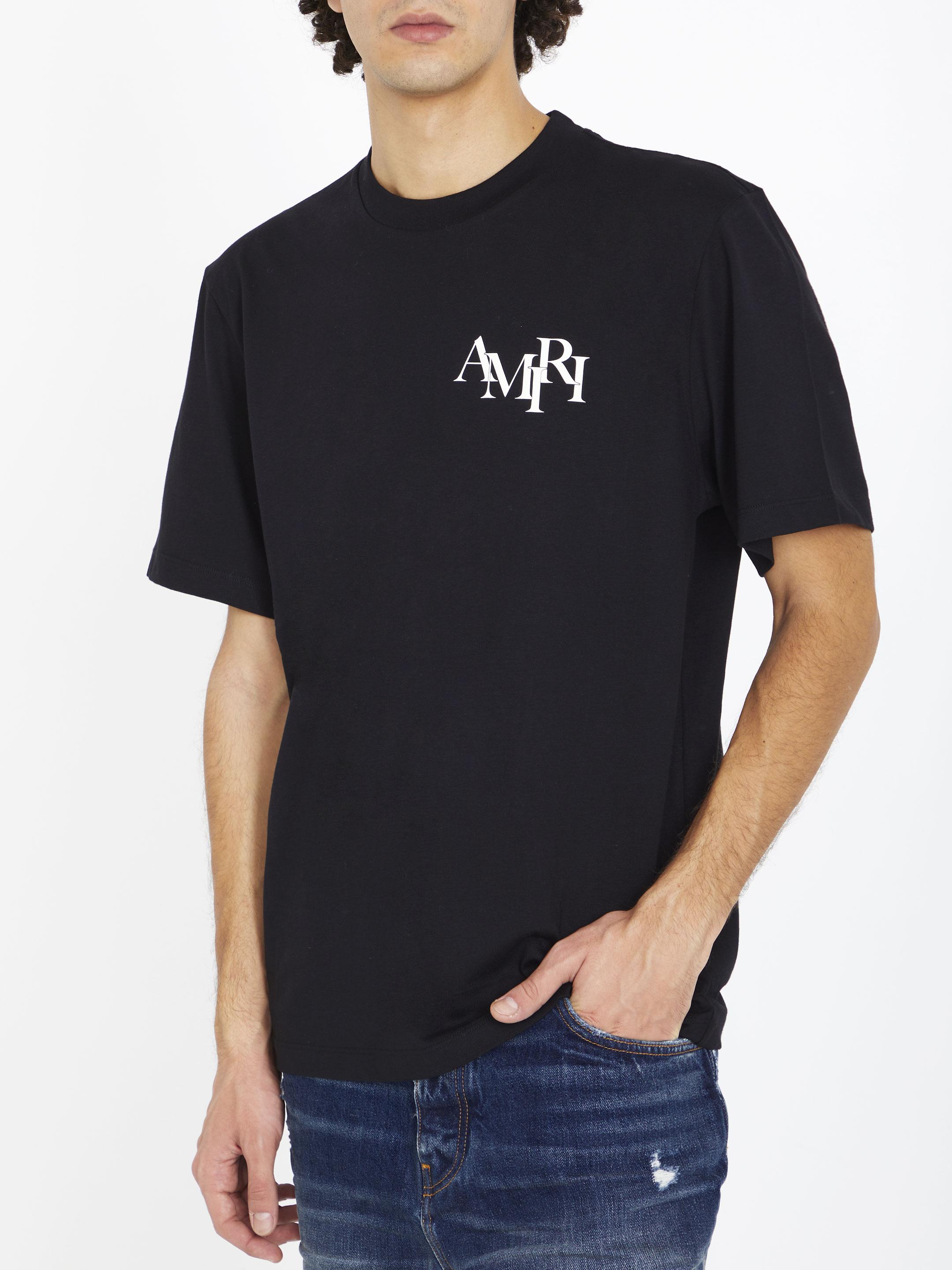 Amiri Staggered Logo Crewneck T-shirt in Black for Men