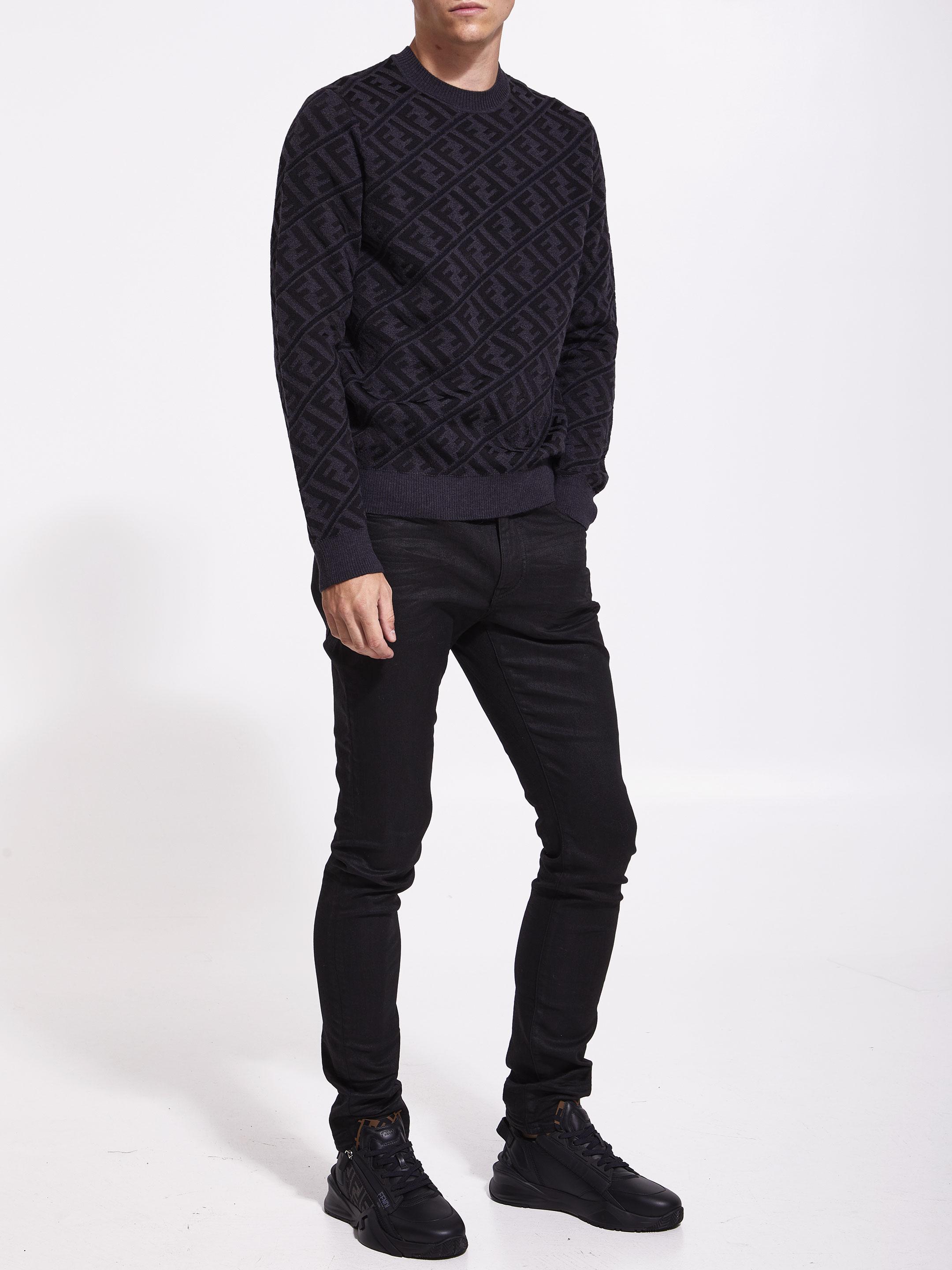 Fendi Black Wool Sweater for Men | Lyst