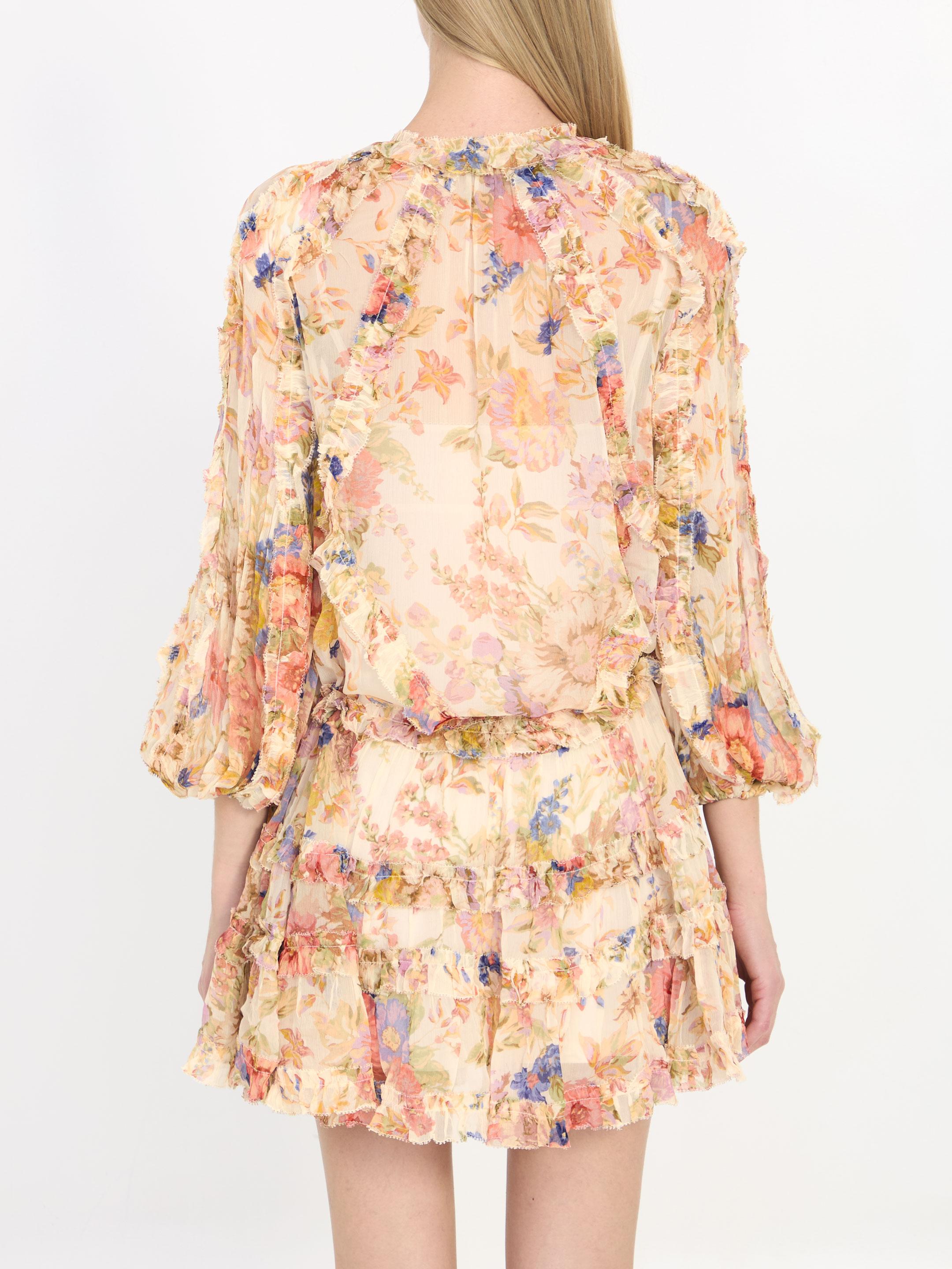【Zimmermann】AUGUST BILLOW FRILL MINI DRESS フリルミニ Zimmermann August Billow Frill Mini Dress in Natural | Lyst