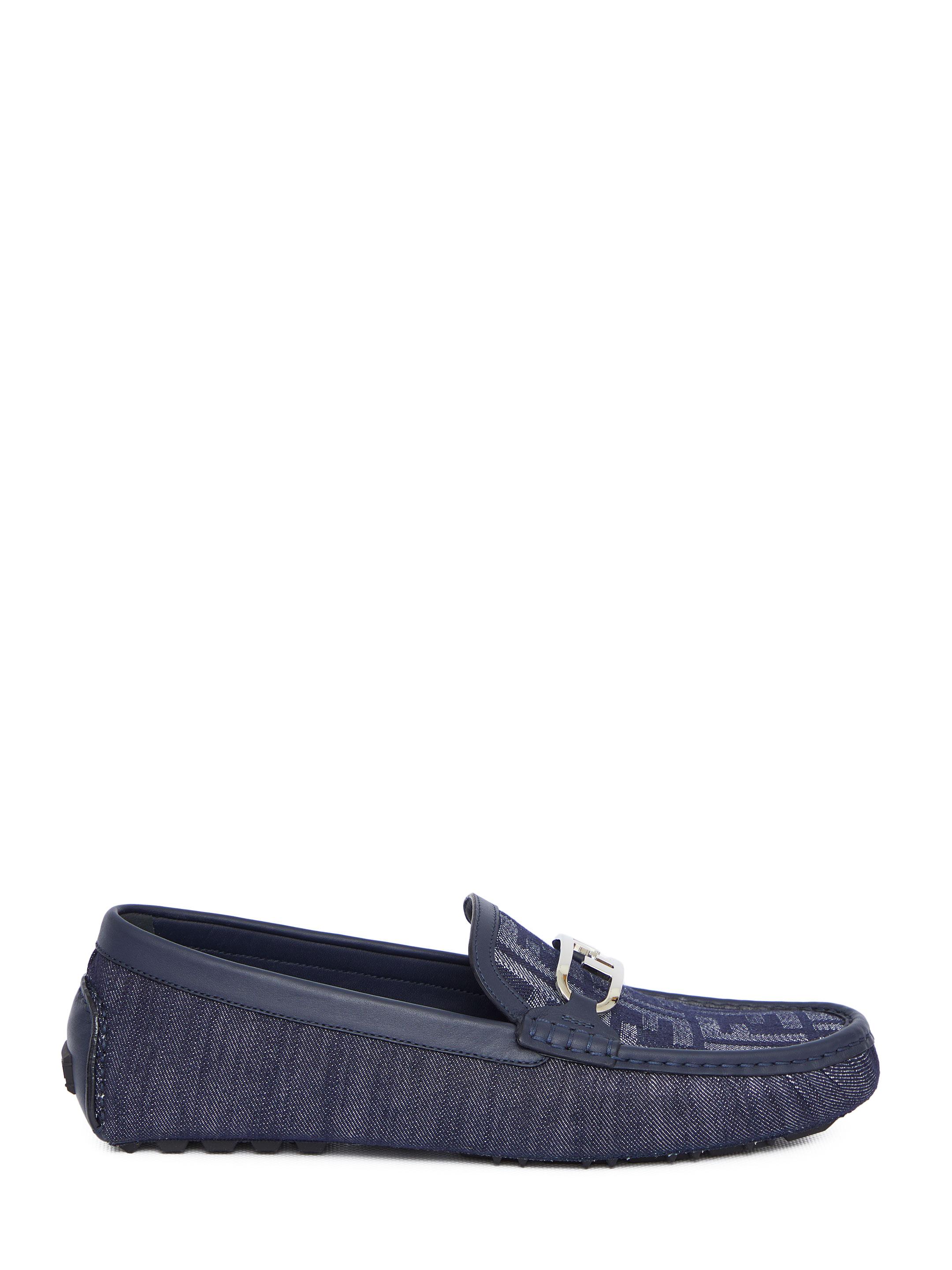 Fendi O'lock Driver Loafers in Blue for Men | Lyst