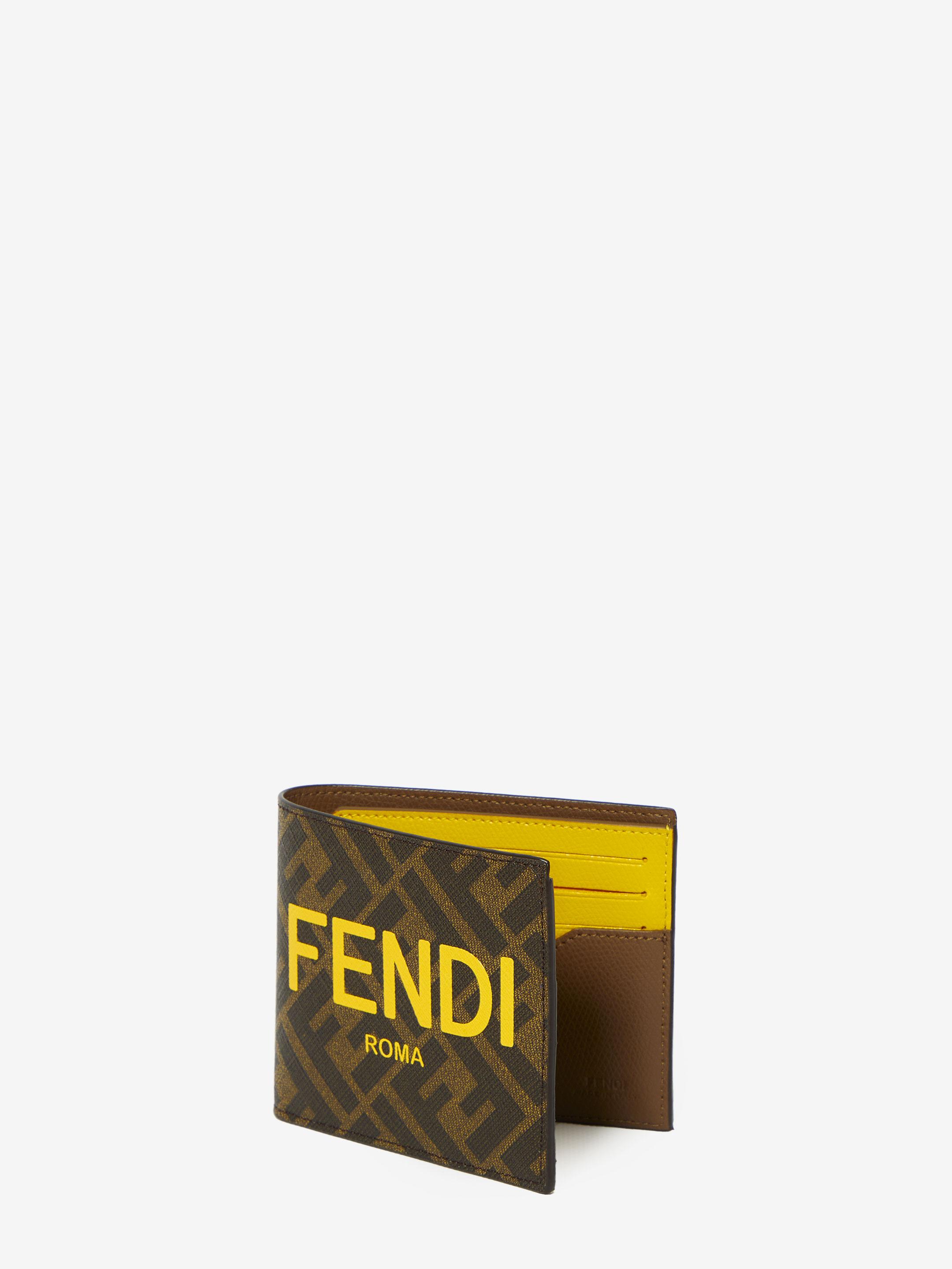 Fendi Bi-fold Wallet With Logo in Metallic for Men