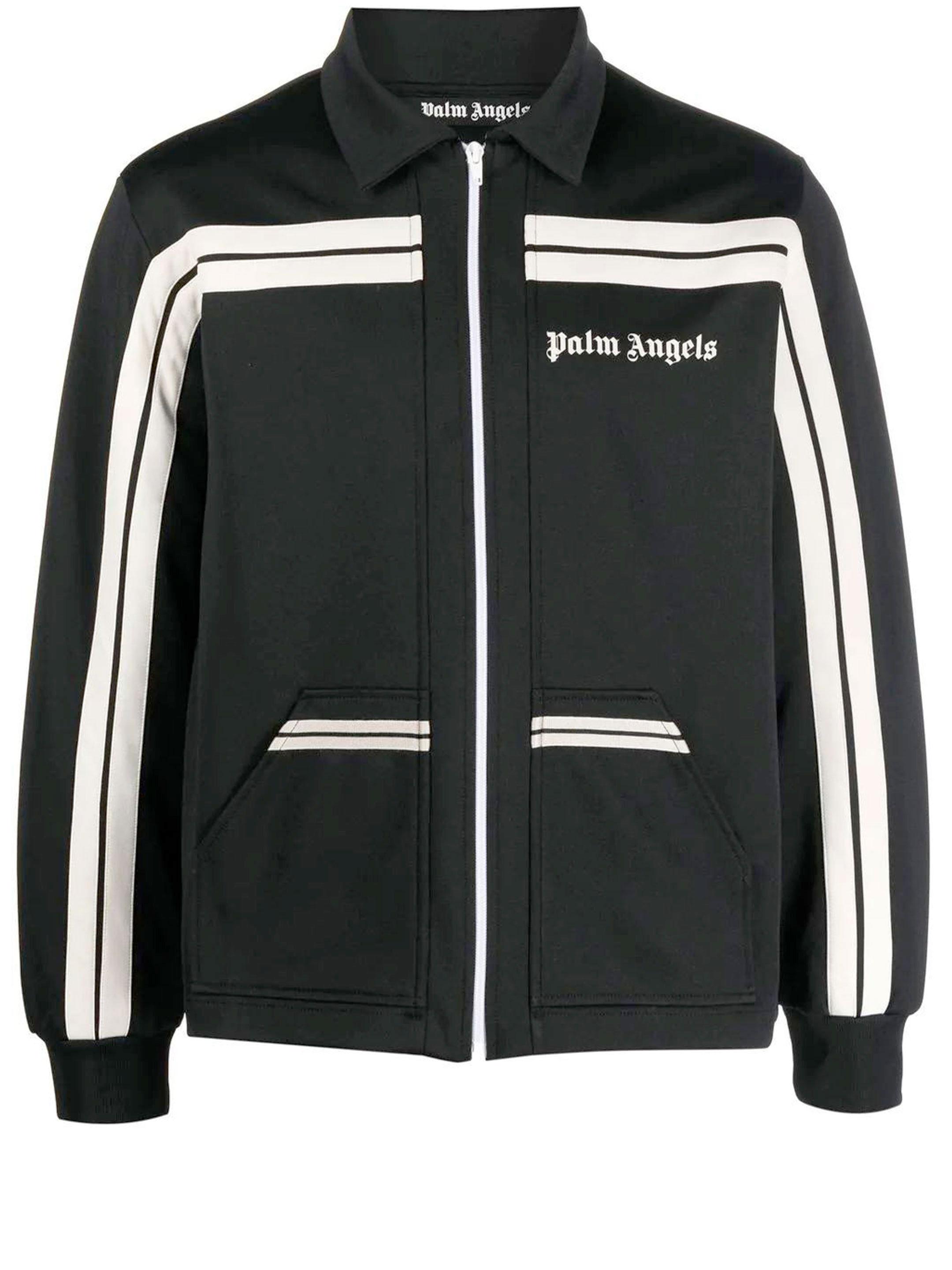 logo-print track jacket in black - Palm Angels® Official