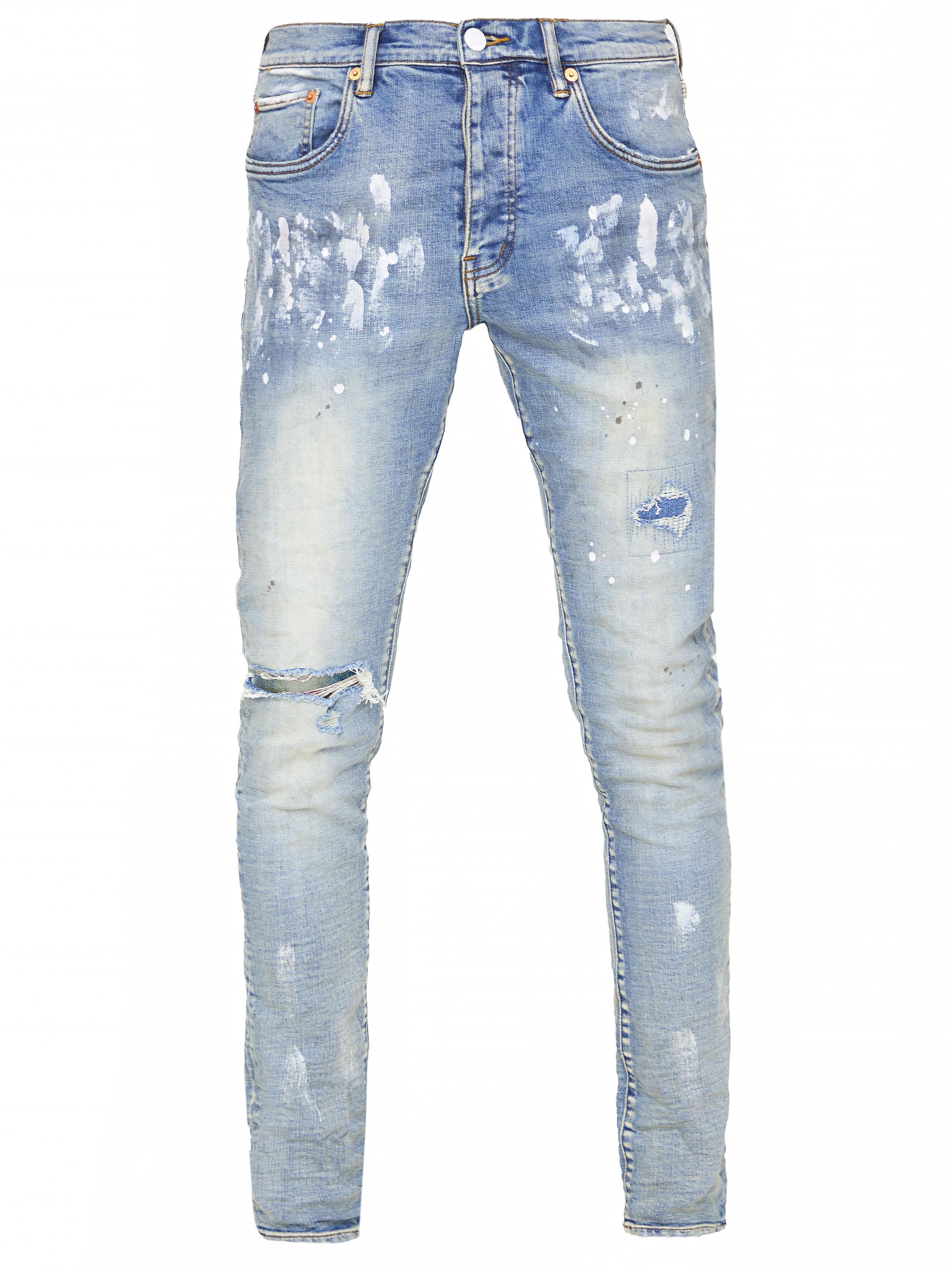 Purple Brand Ripped-knee Regular-fit Stretch-denim Jeans in Blue
